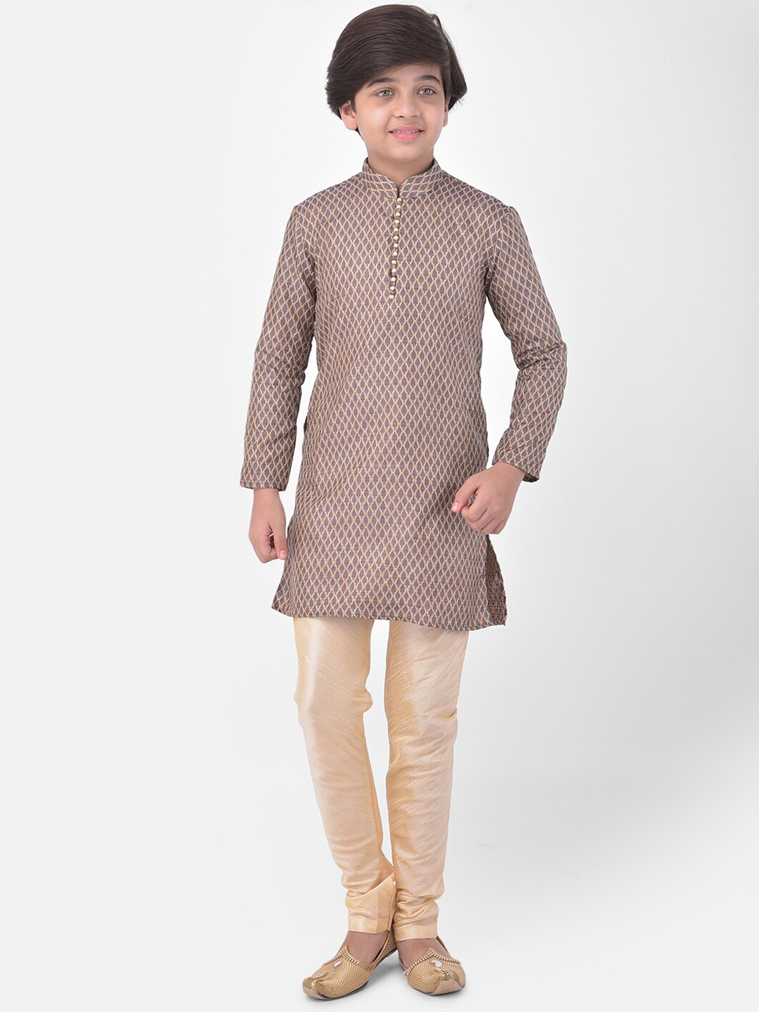 

DEYANN Boys Woven Design Kurta with Pyjamas, Navy blue