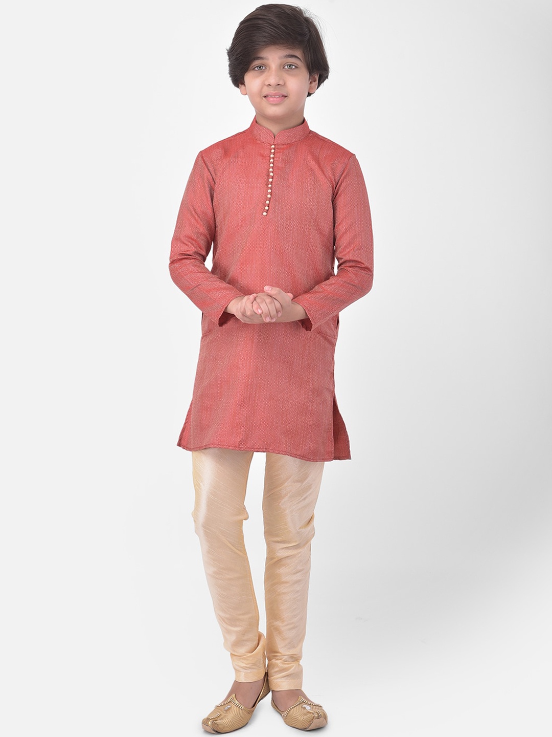 

DEYANN Boys Woven Design Kurta with Pyjamas, Maroon