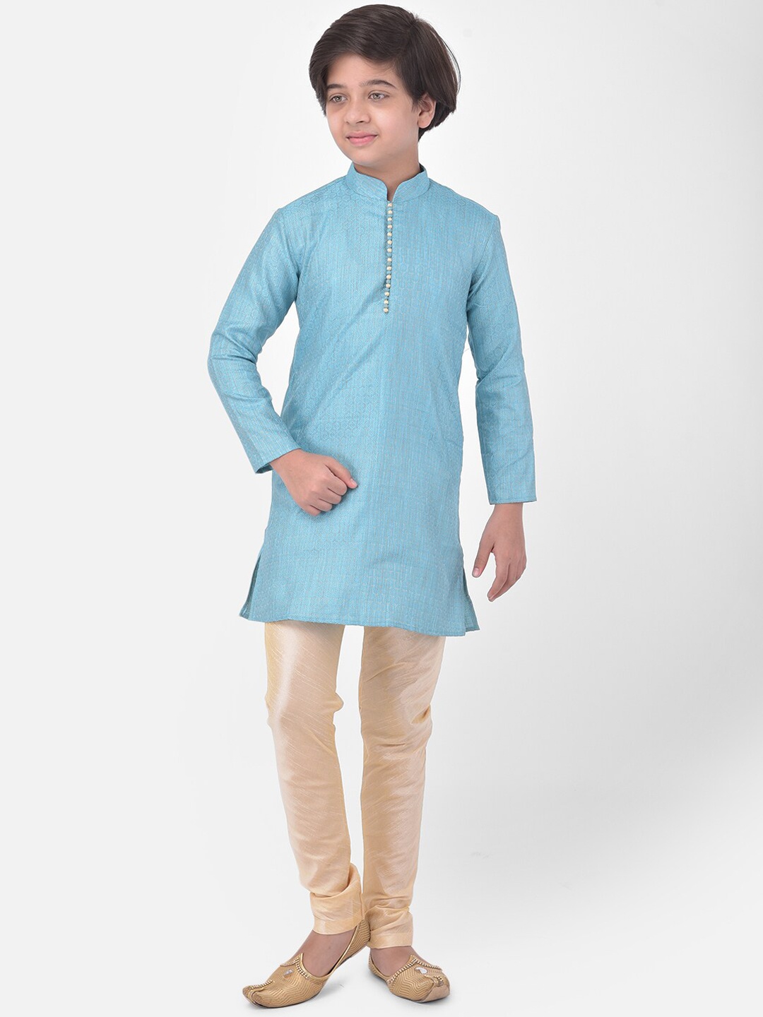 

DEYANN Boys Woven Design Kurta with Pyjamas, Blue