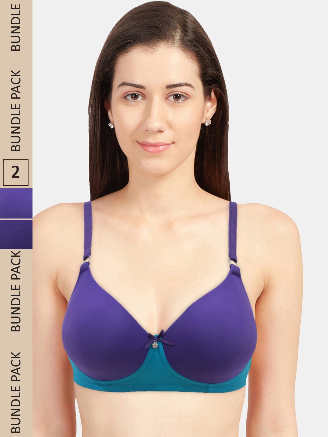 

Sonari Pack Of 2 Colourblocked Lightly Padded Bra, Purple