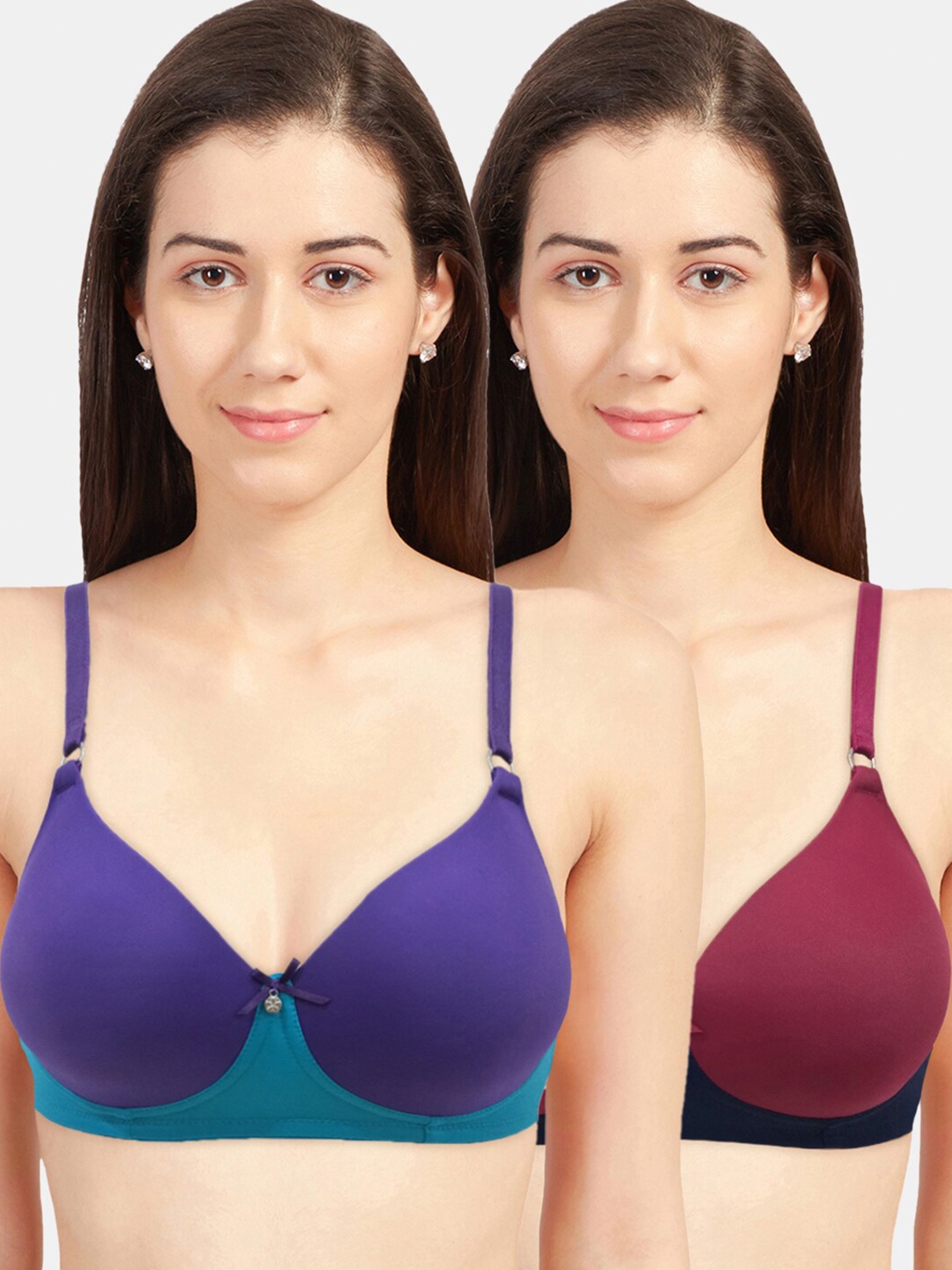 

Sonari Pack Of 2 Colourblocked Lightly Padded Bra, Purple