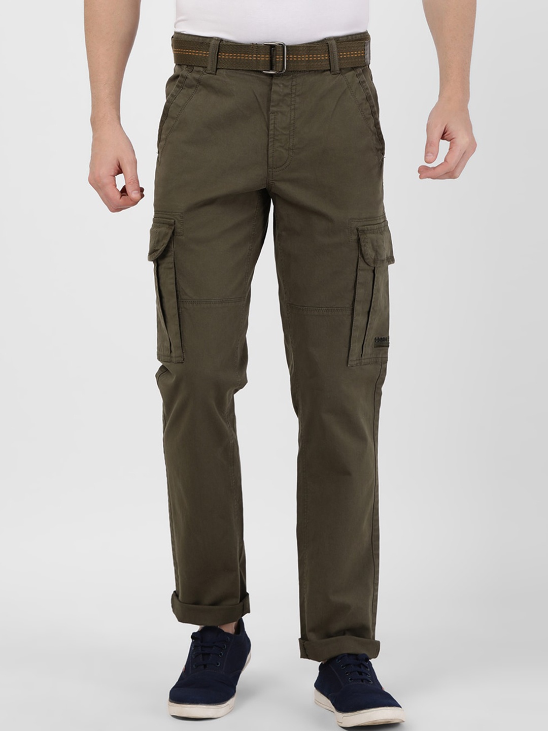 

t-base Men Mid-Rise Cotton Cargos, Olive