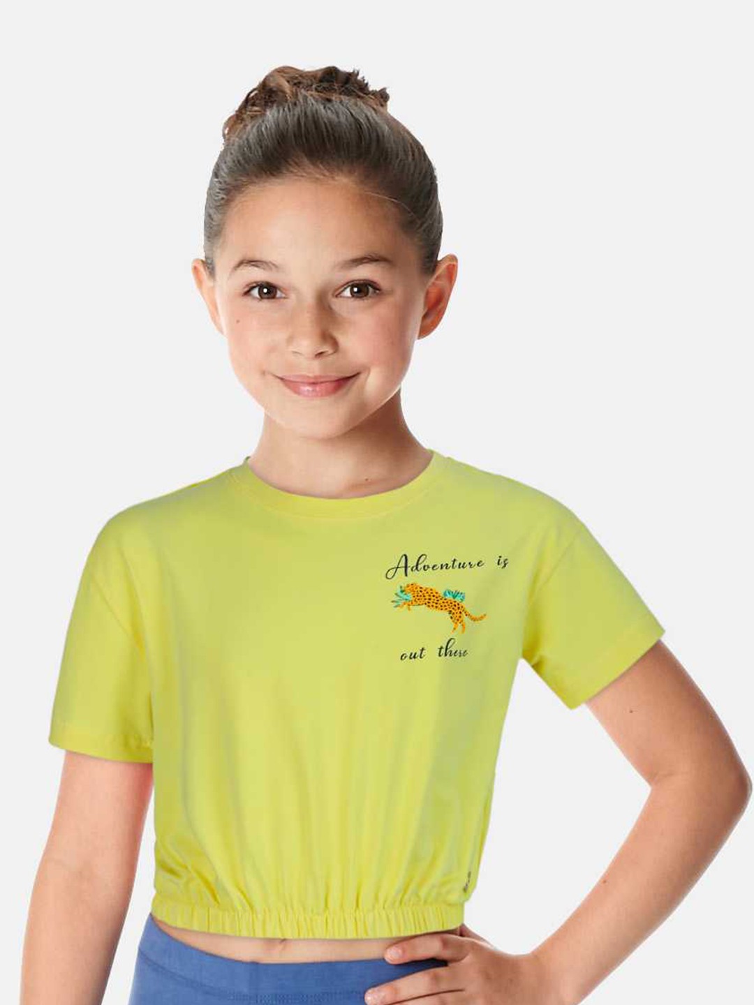 

Gini and Jony Girls Cotton Blouson Crop Top, Yellow