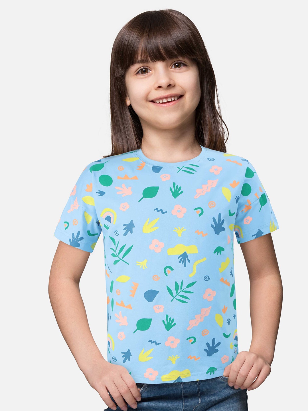 

Gini and Jony Infants Girls Printed Cotton T-shirts, Blue