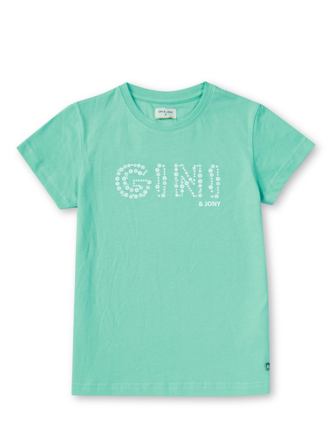 

Gini and Jony Girls Typography Printed Round Neck Cotton T-Shirt, Sea green