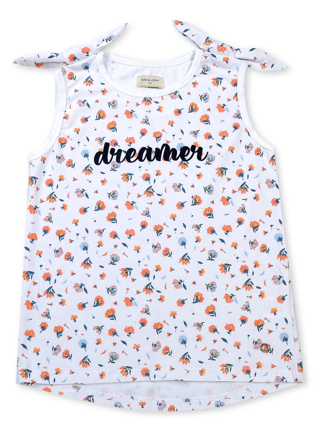 

Gini and Jony Infant Girls Floral Printed Cotton Top, White