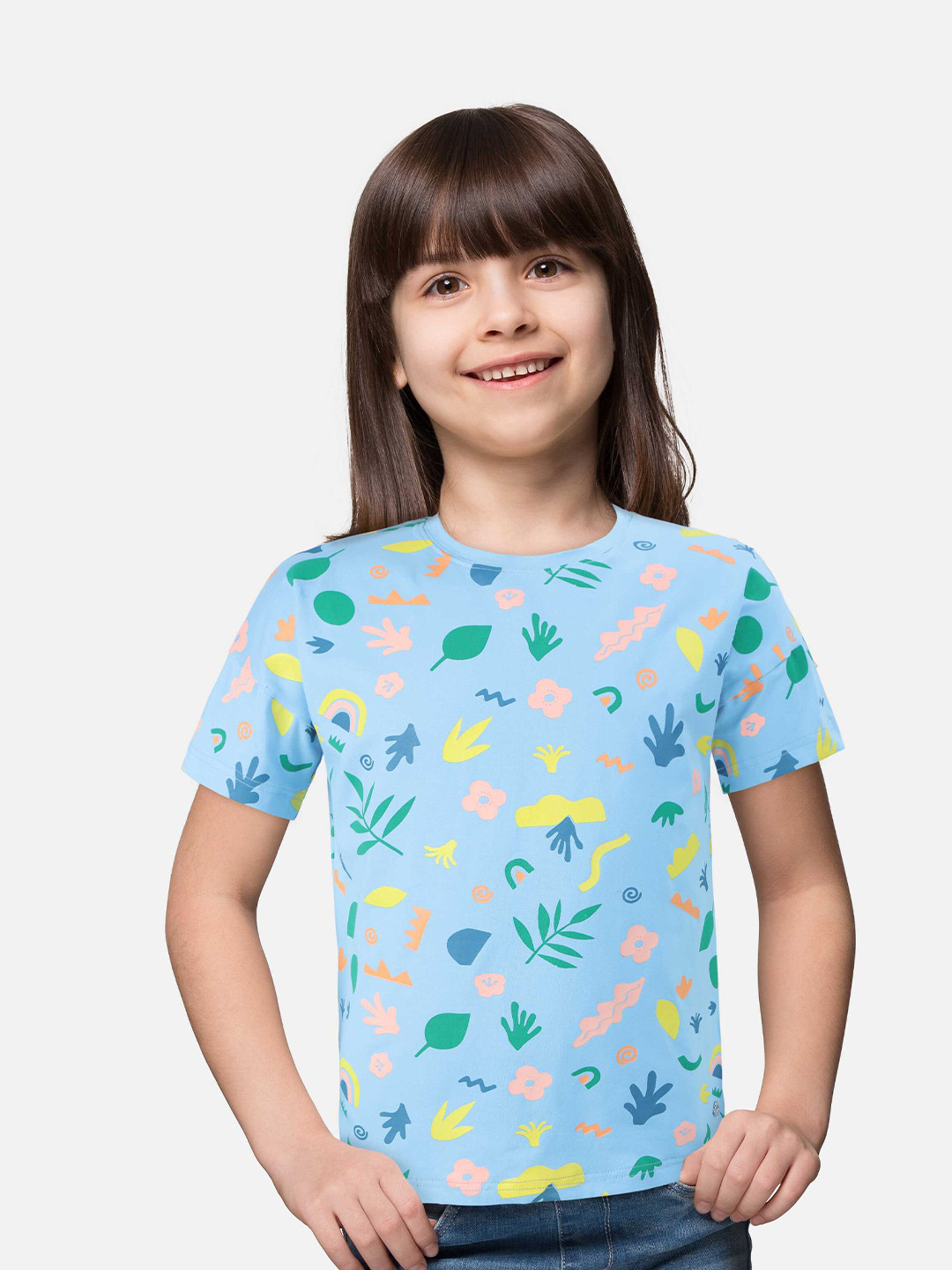 

Gini and Jony Girls Floral Printed Cotton Top, Blue