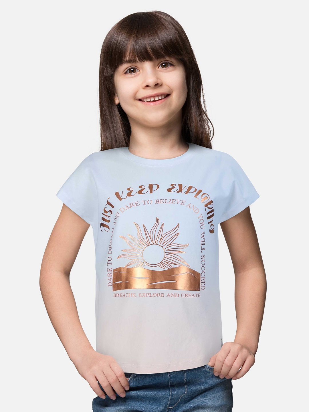

Gini and Jony Graphic Printed Cotton Top, Blue