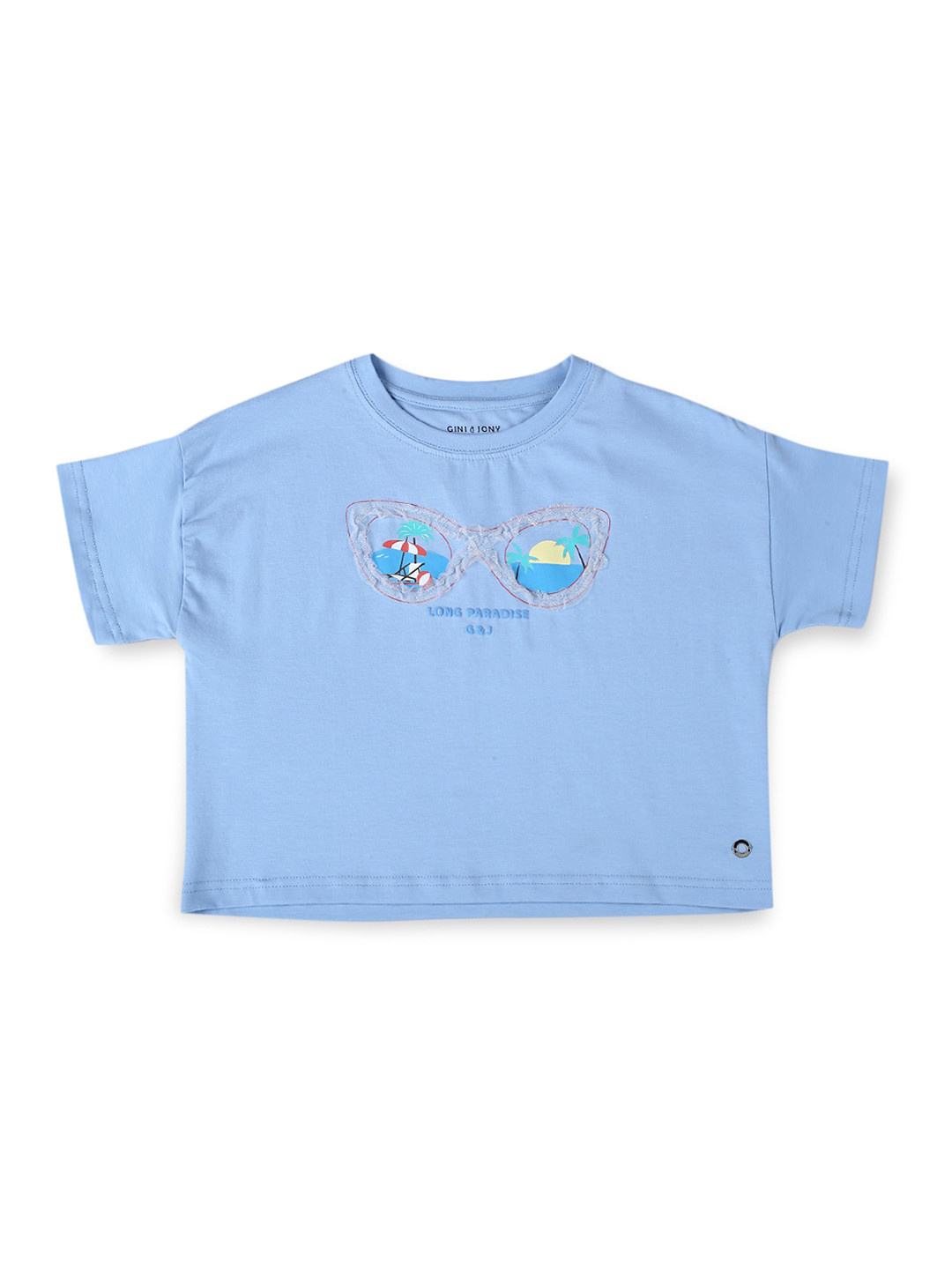 

Gini and Jony Girls Typography Printed Cotton Crop Top, Blue