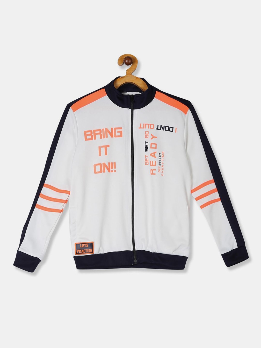 

V-Mart Boys Typography Printed Lightweight Outdoor Bomber Jacket, White