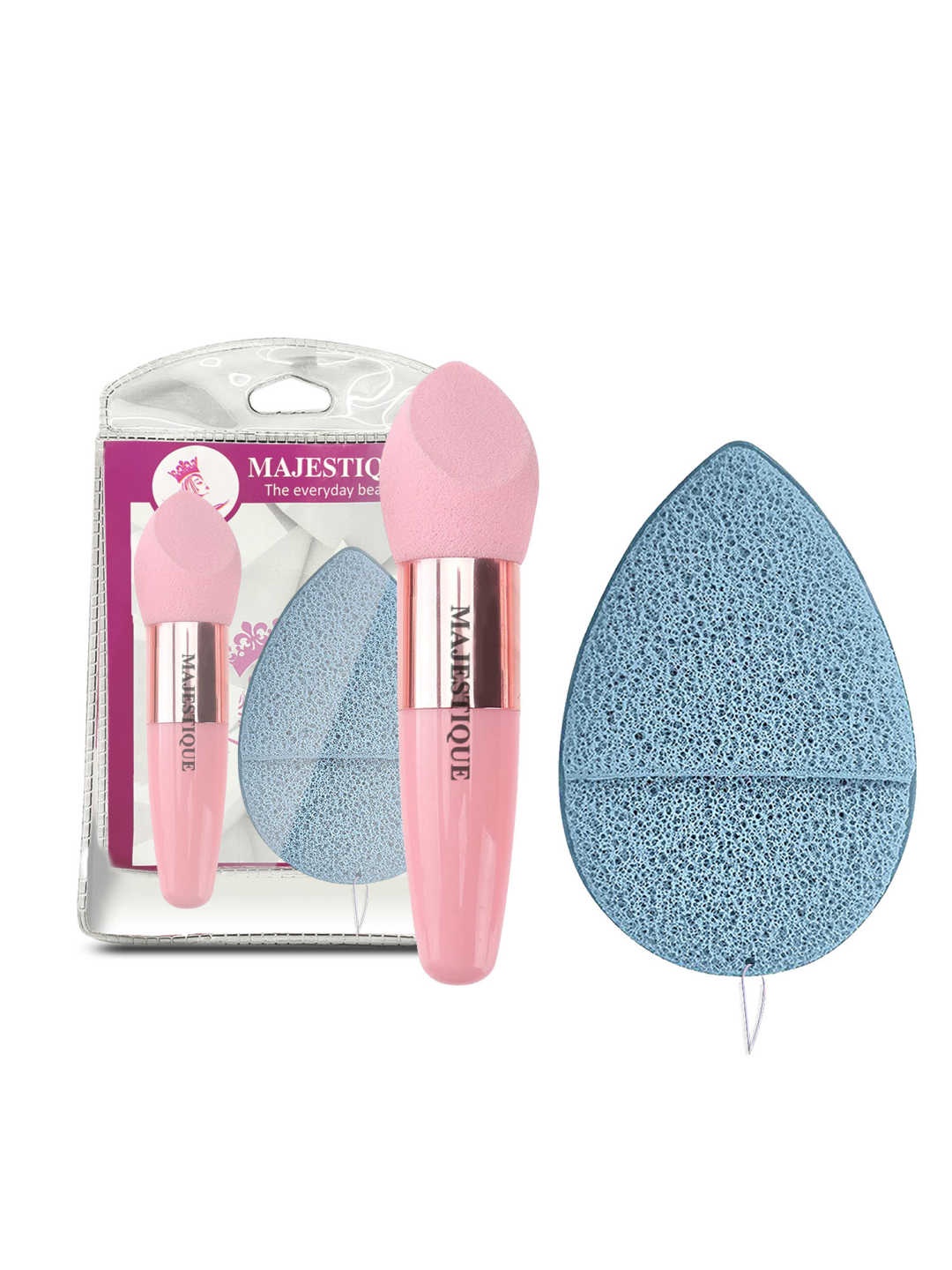 

MAJESTIQUE Facial Cleaning Sponge with Cut Makeup Sponge, Pink