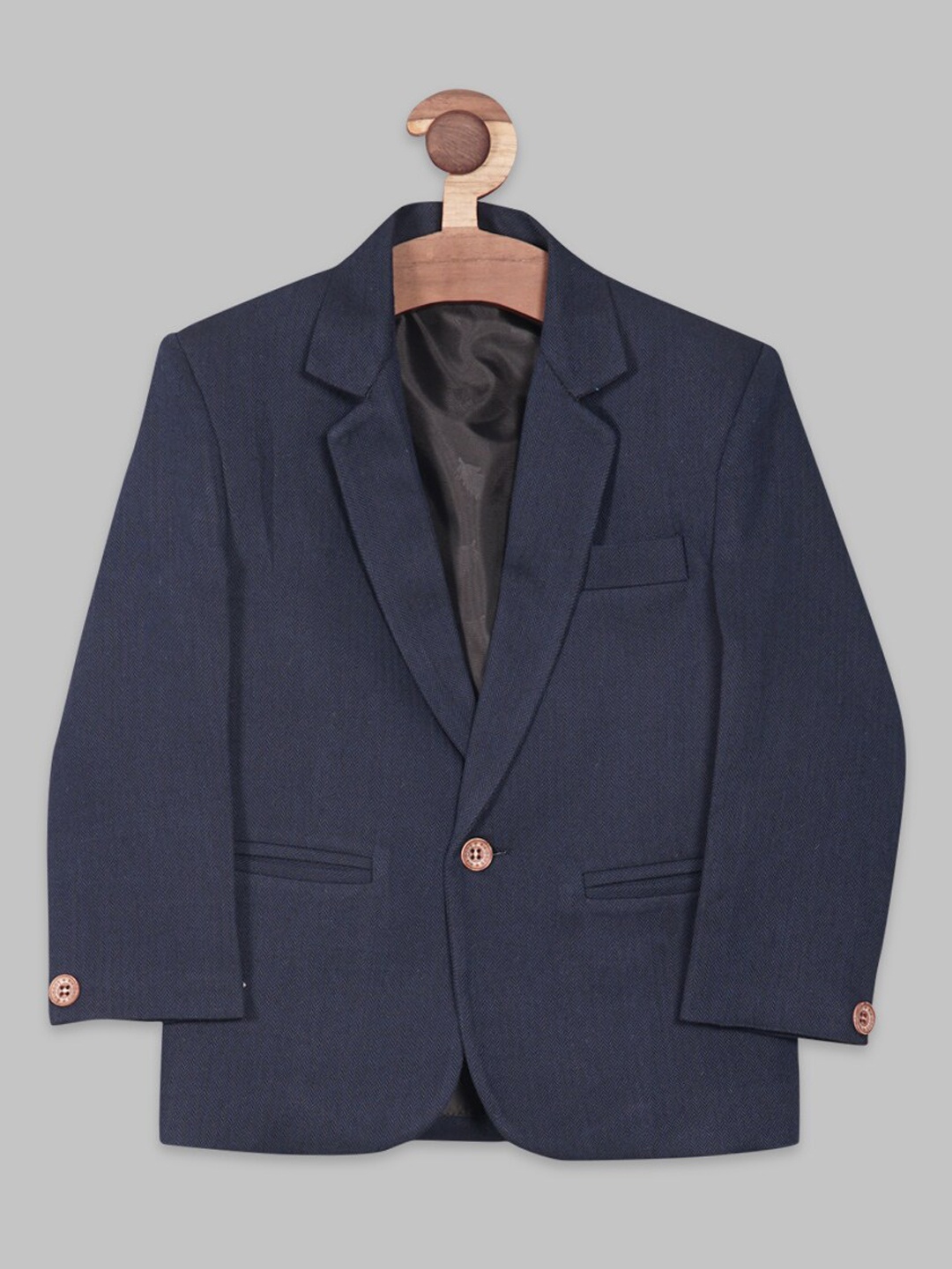 

RIKIDOOS Boys Cotton Single Breasted Smart-Fit Blazer, Navy blue
