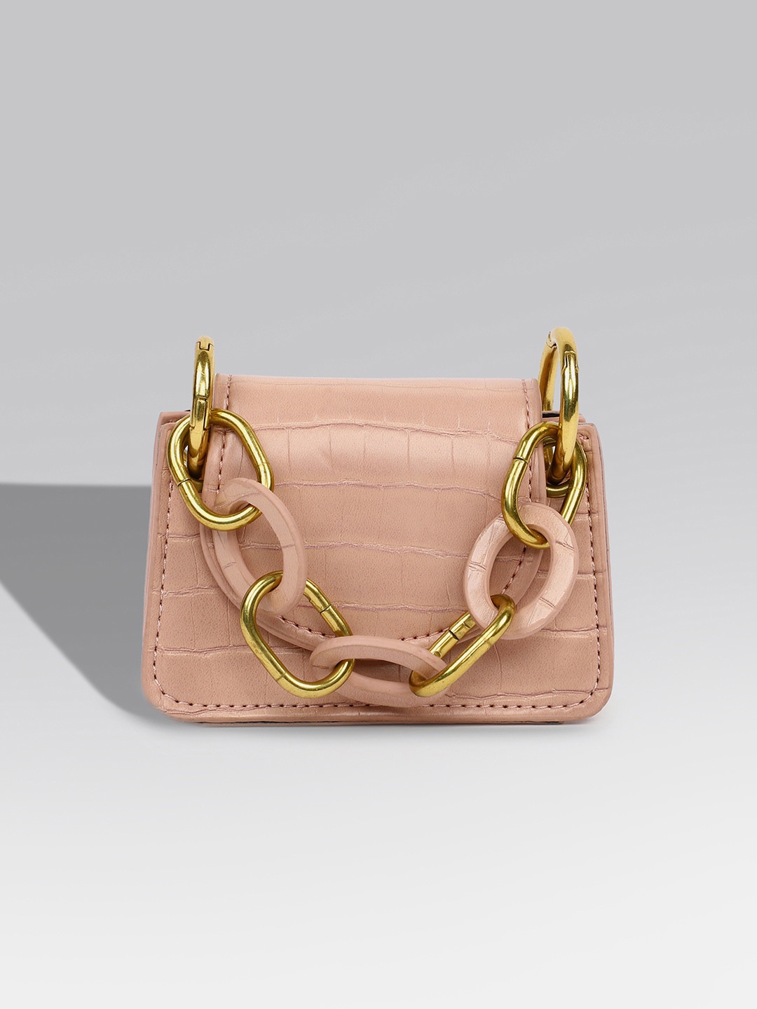 

HAUTE SAUCE by Campus Sutra Textured Structured Handheld Bag, Pink