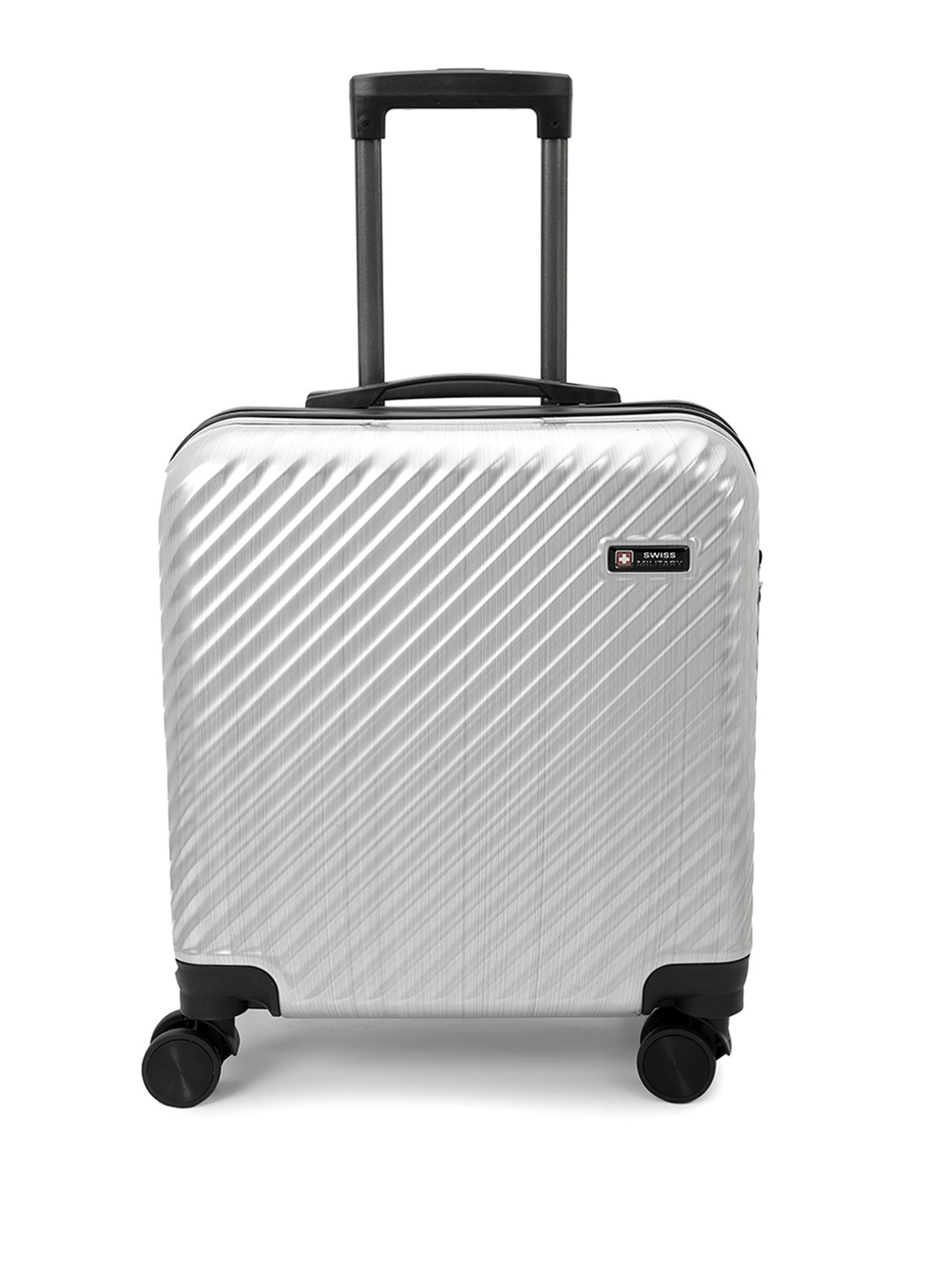 

SWISS MILITARY Textured Overnighter Hard Sided Overnighter Trolley Bag, Silver