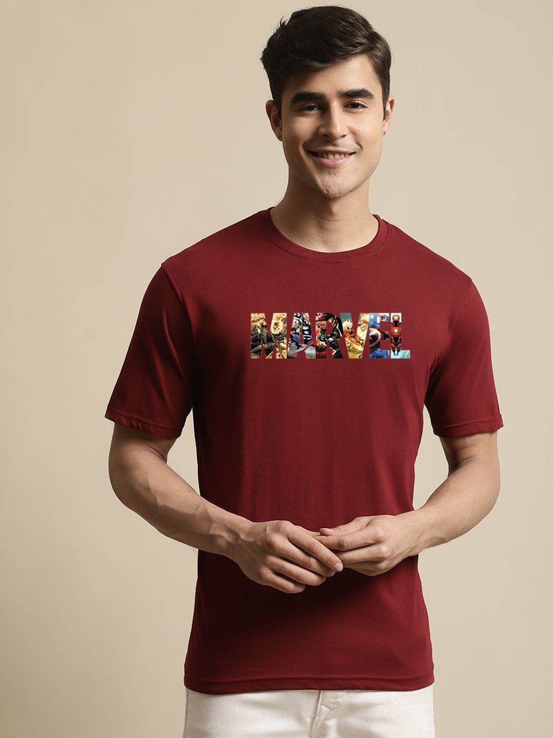 

Miaz Lifestyle Men Typography Printed Cotton T-shirt, Maroon
