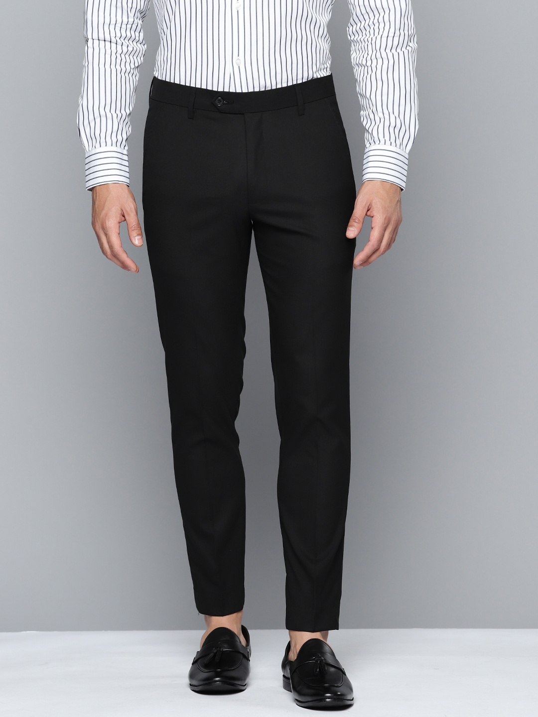 

DENNISON Men Smart Tapered Fit Trousers, Black