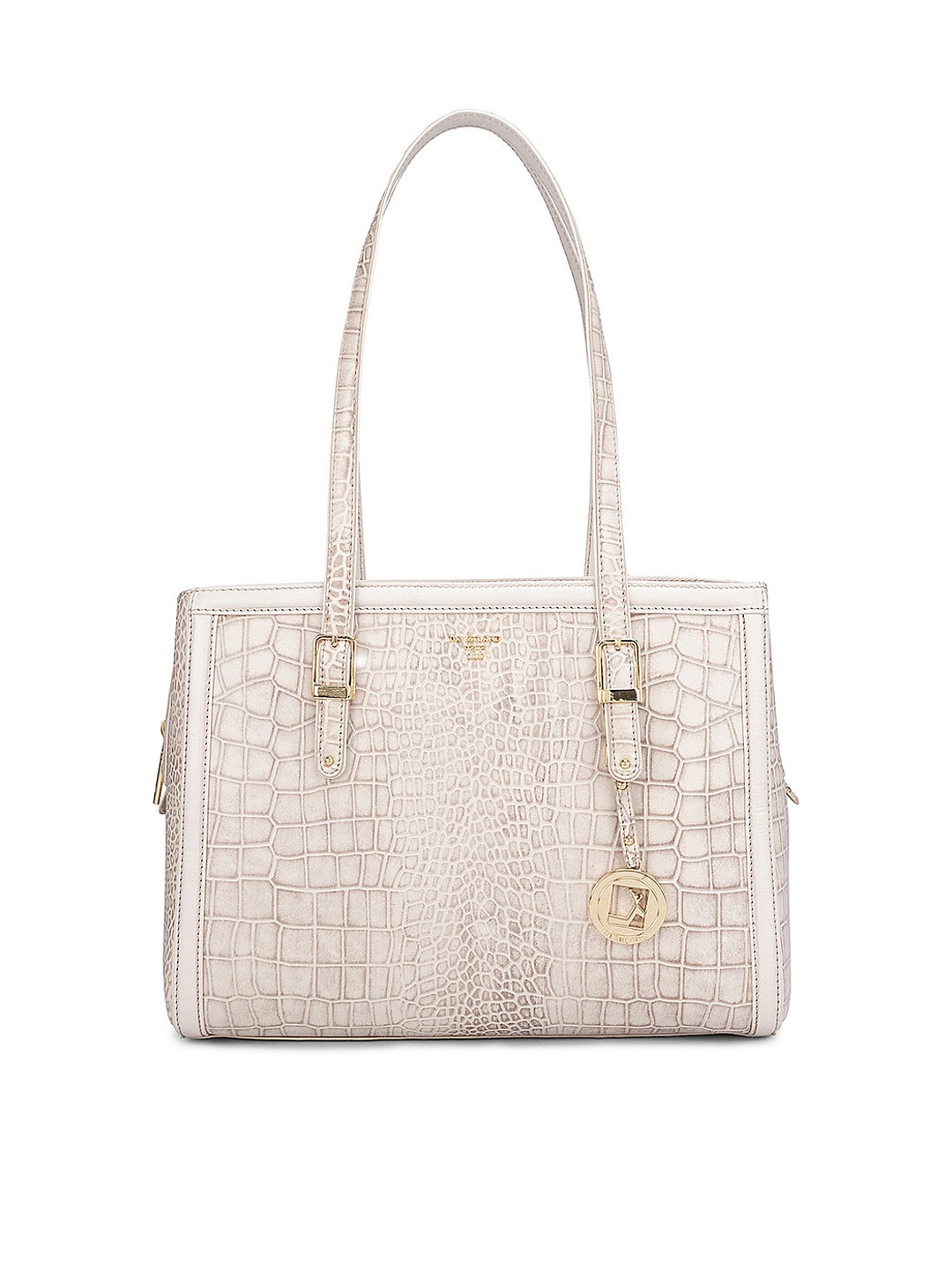 

Da Milano Textured Leather Structured Shoulder Bag, White