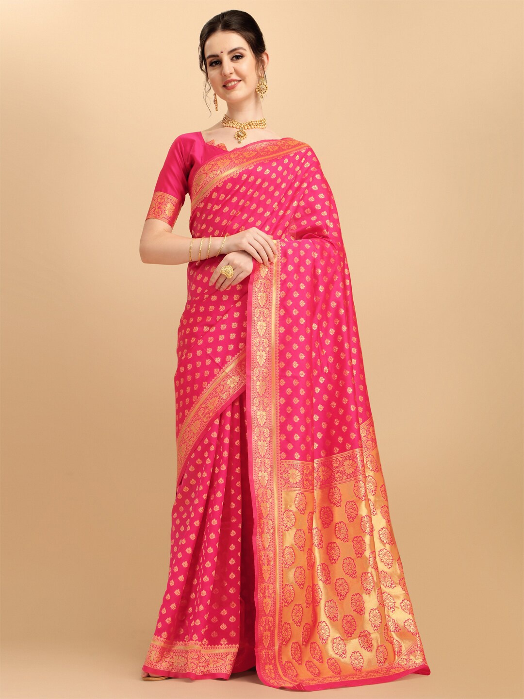 

Ethnic Junction Ethnic Woven Design Zari Banarasi Saree, Pink