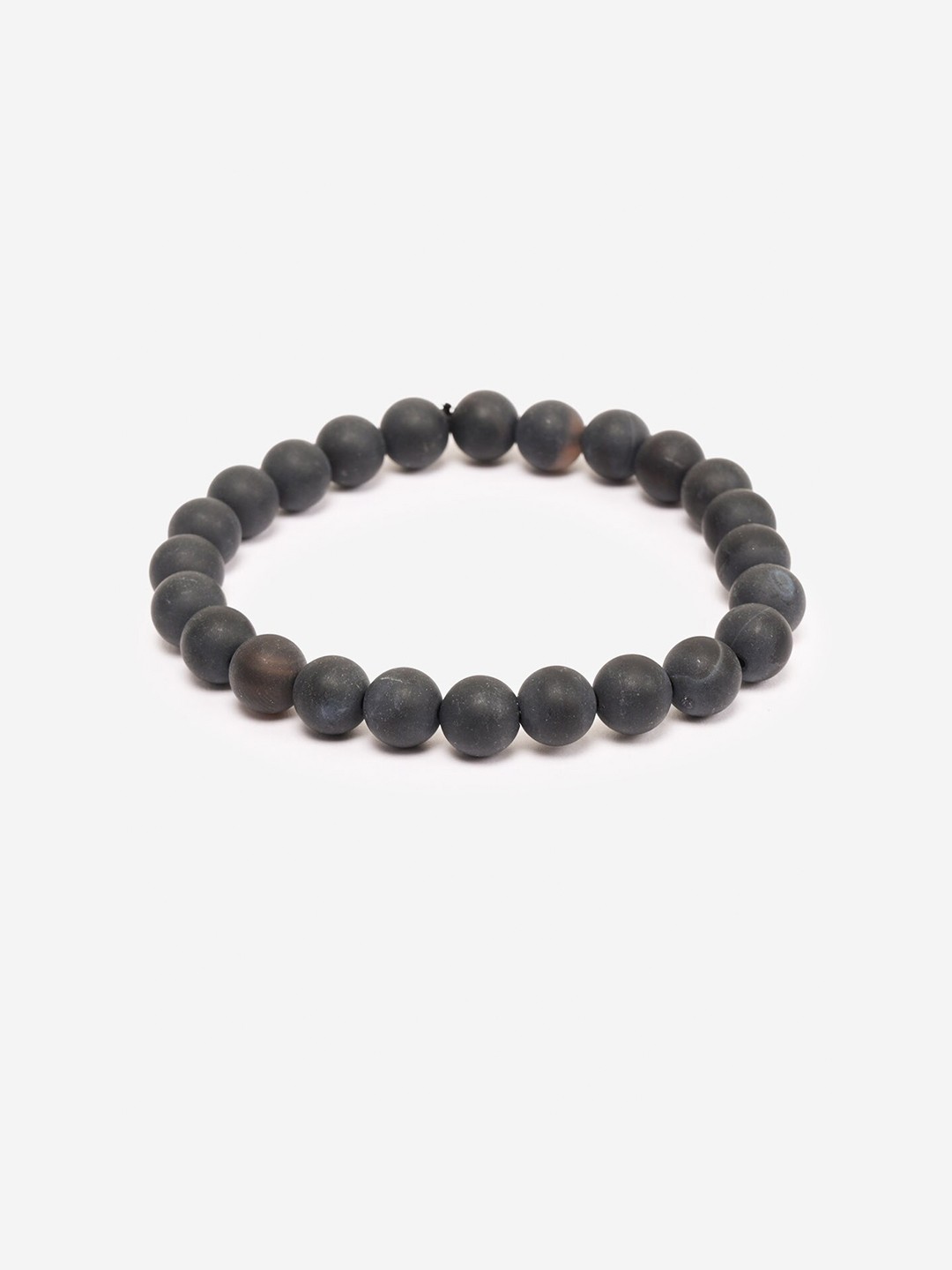 

BuckleUp Onyx Round Bead Elasticated Slip-On Bracelet, Black