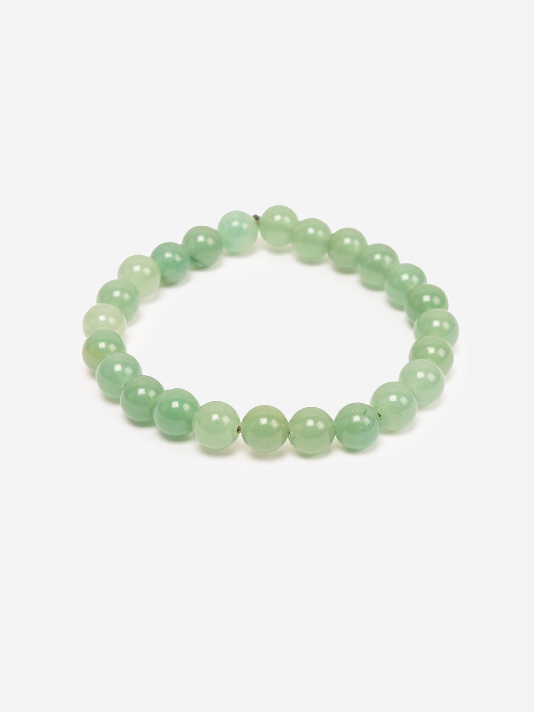 

BuckleUp Jade Round Bead Elasticated Slip-On Bracelet, Green