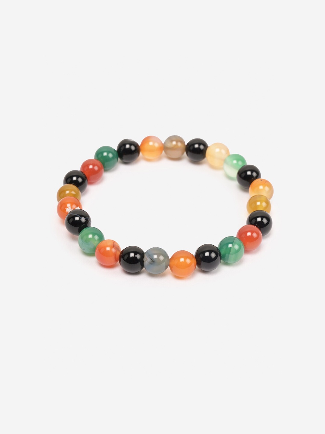 

BuckleUp Onyx Round Crystal Healing Elasticated Slip-On Bracelet, Orange