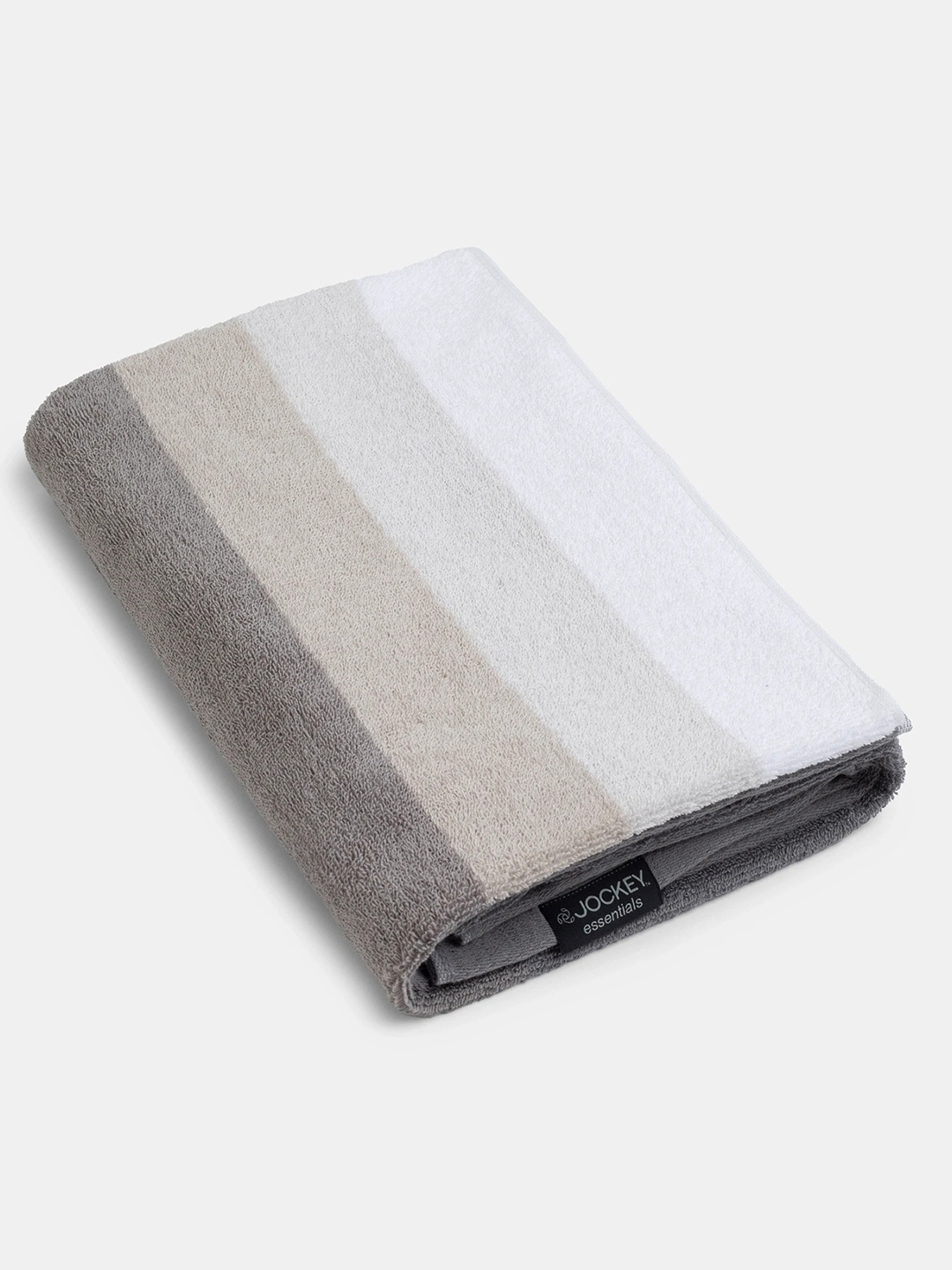 

Jockey Men Grey & White Striped 500 GSM Cotton Terry Ultrasoft Bath Towel