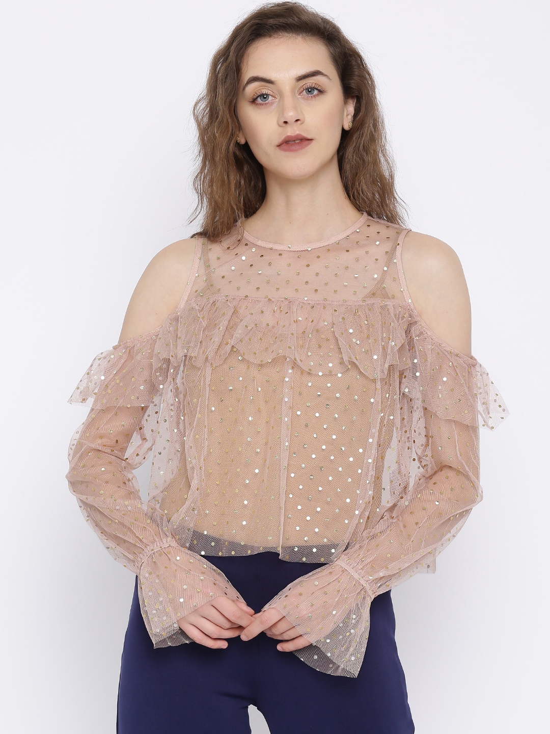 

FOREVER 21 Women Peach Printed Top