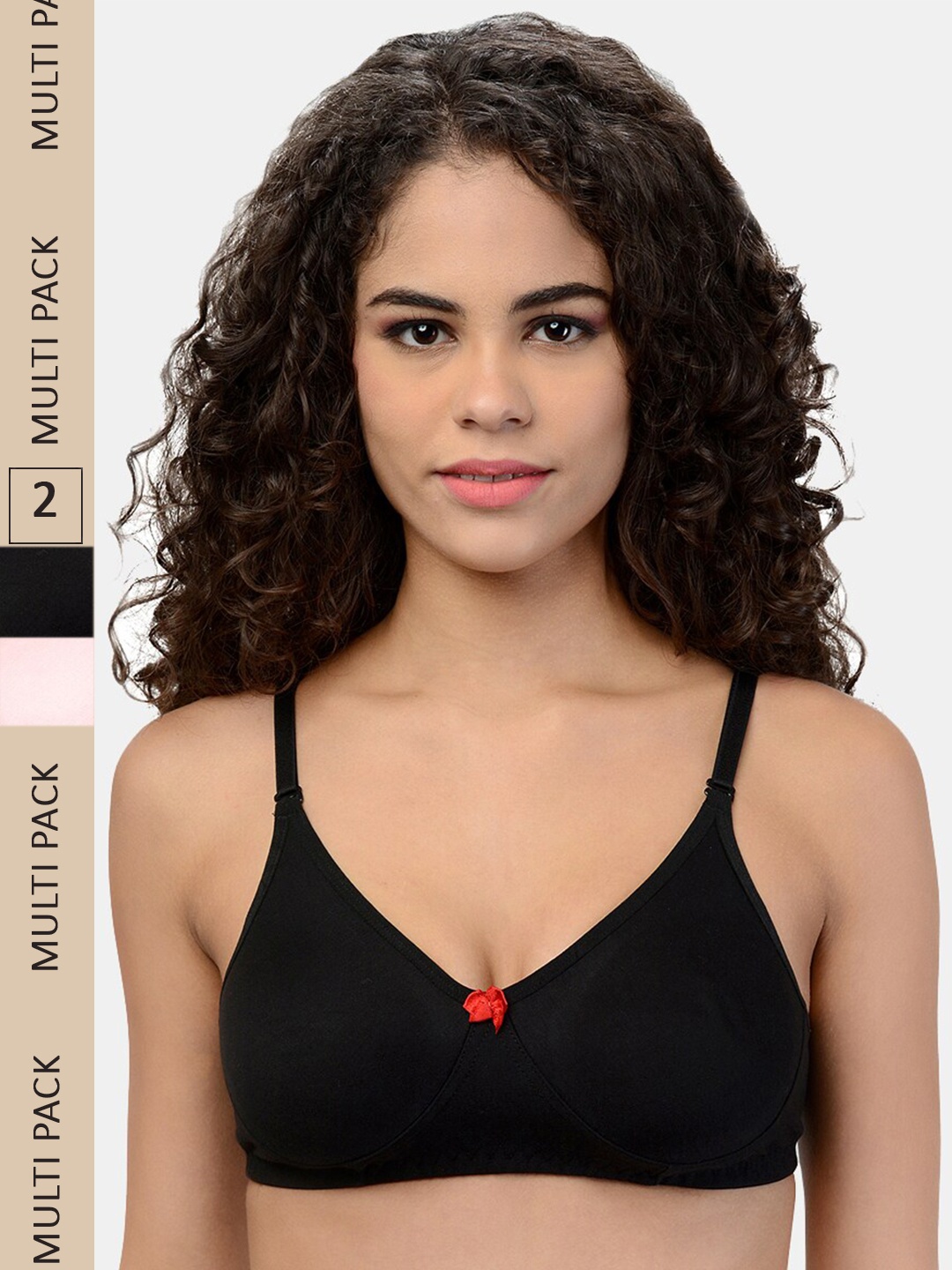 

ETC Pack Of 2 Non-Padded Seamless T-Shirt Bra, Black