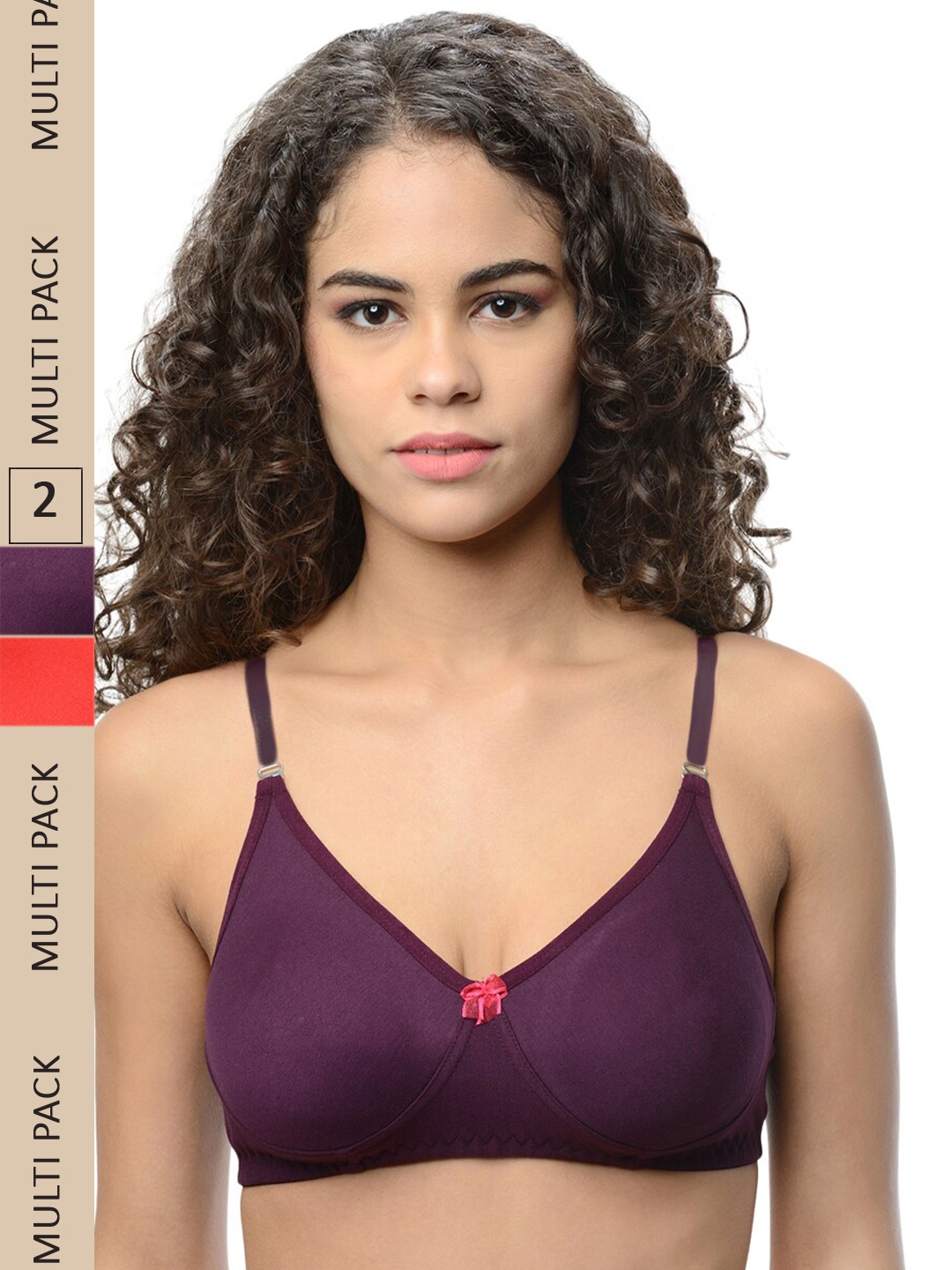 

ETC Pack Of 2 Non-Padded Seamless T-Shirt Bra, Purple