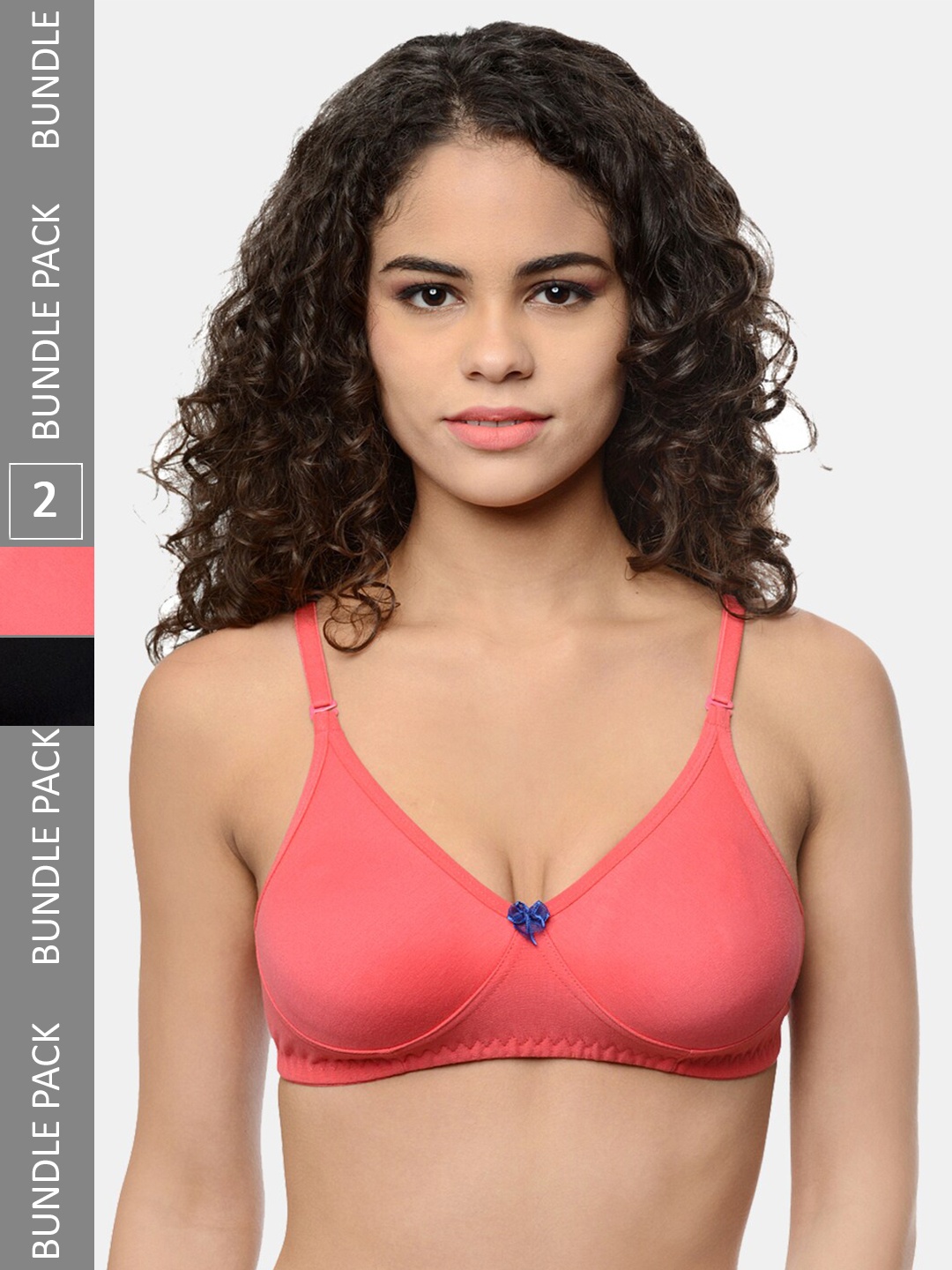 

ETC Pack Of 2 Non-Padded Seamless T-Shirt Bra, Black