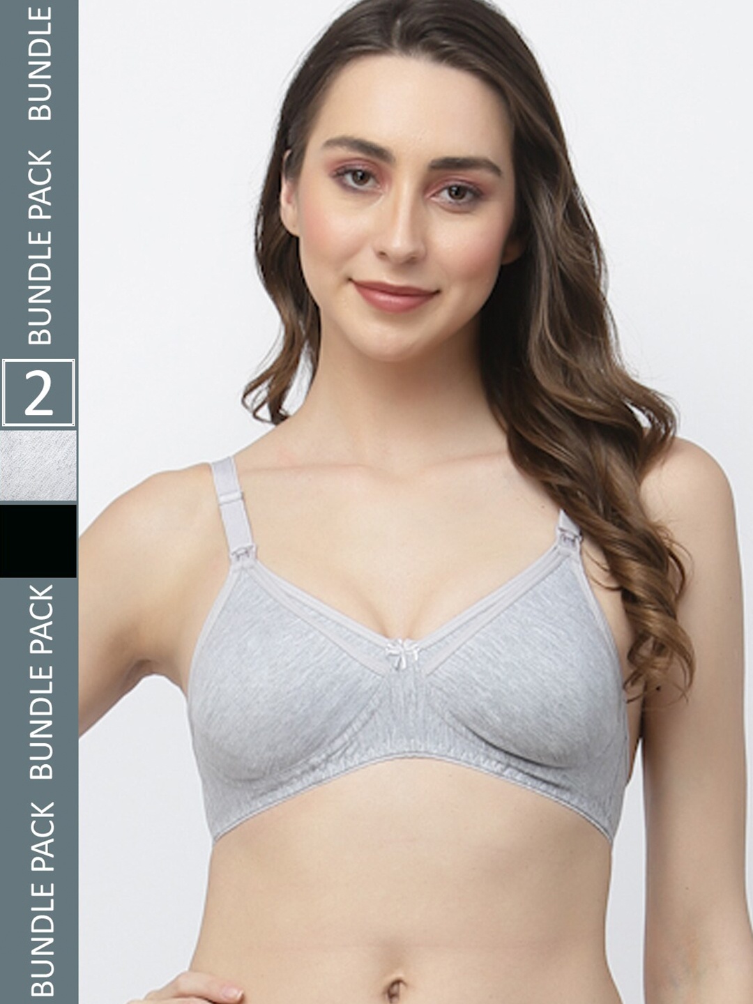 

Floret Pack of 2 Full-Coverage Maternity Bra, Grey melange
