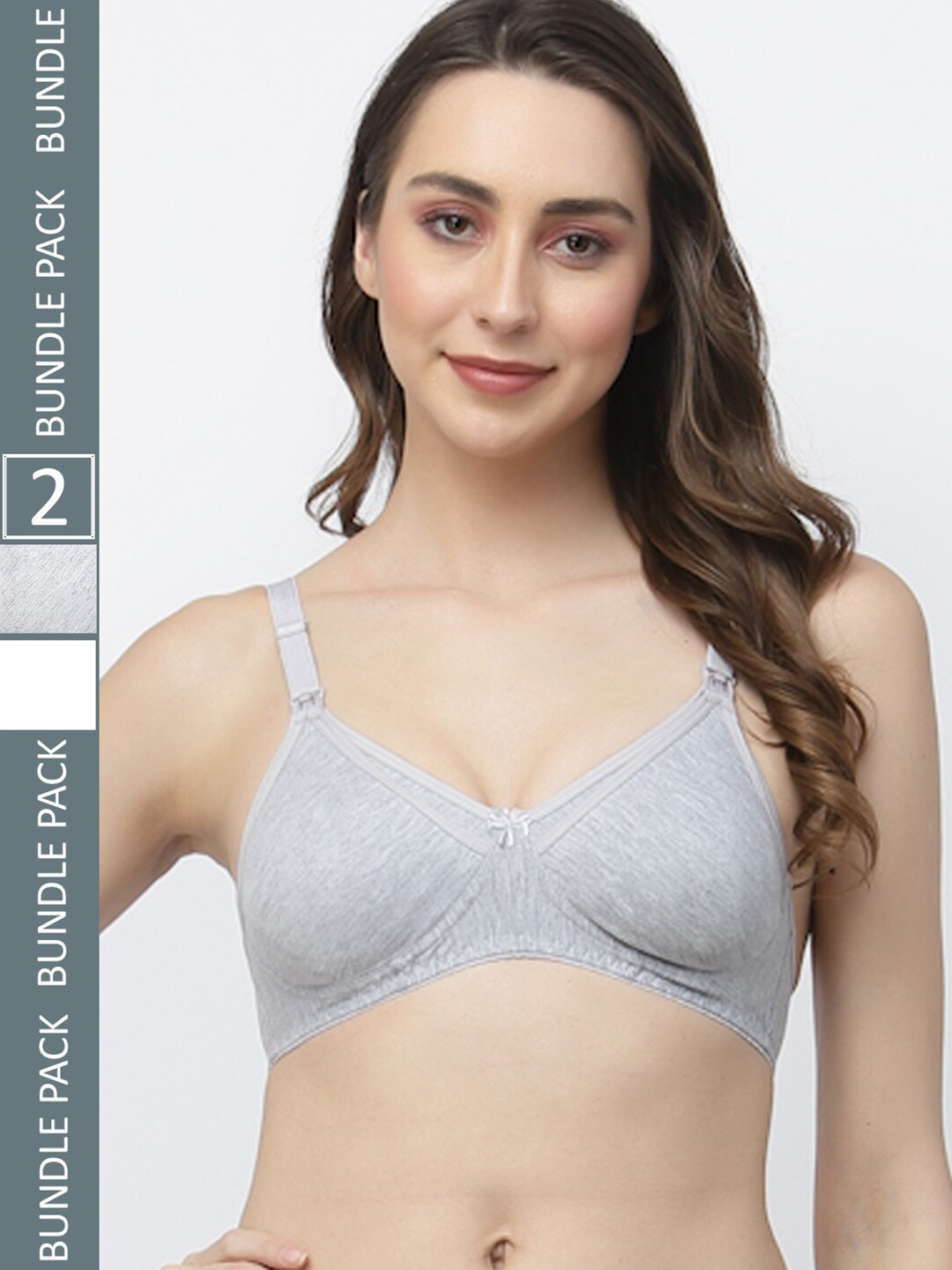 

Floret Pack of 2 Full-Coverage Maternity Bra, Grey melange