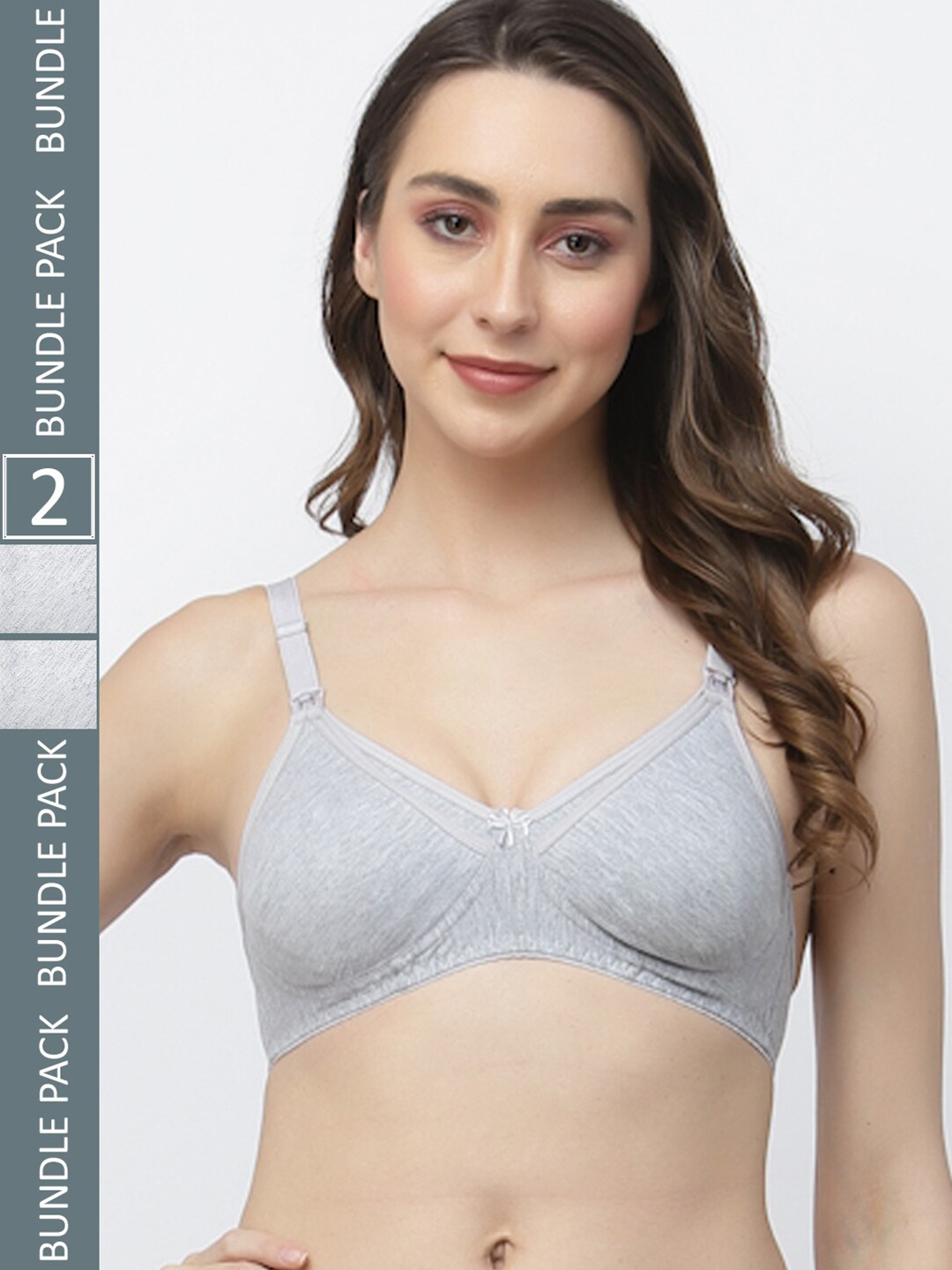 

Floret Pack of 2 Full-Coverage Maternity Bra, Grey melange