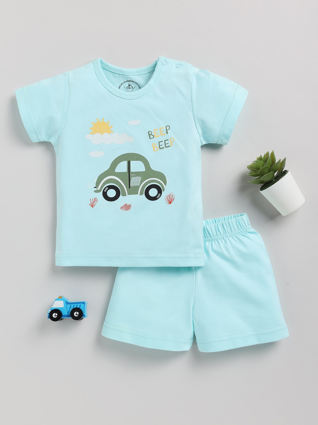 

Clt.s Kids Graphic Printed Pure Cotton Night Suit, Blue