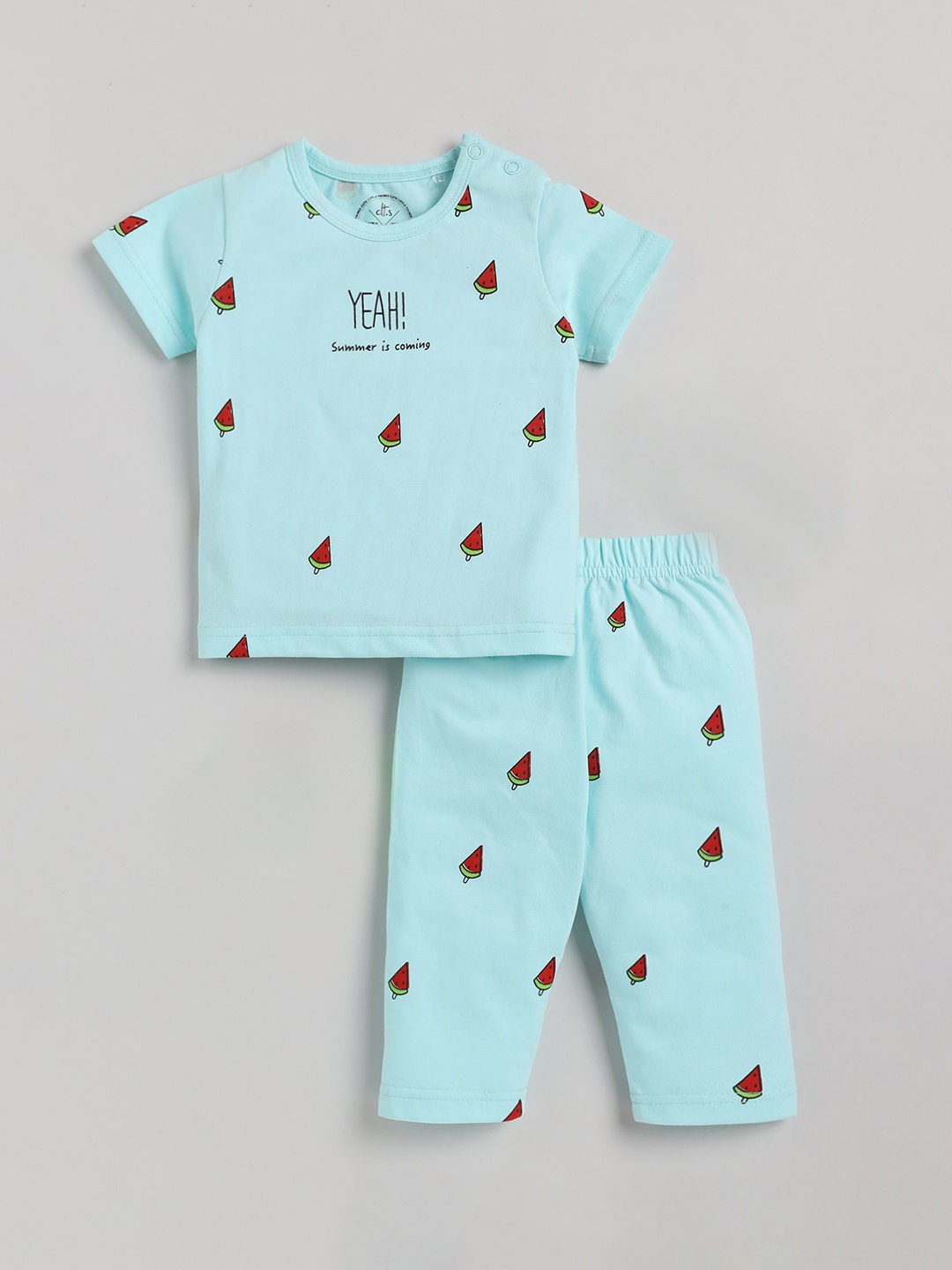 

Clt.s Kids Conversational Printed Pure Cotton Night Suit, Blue