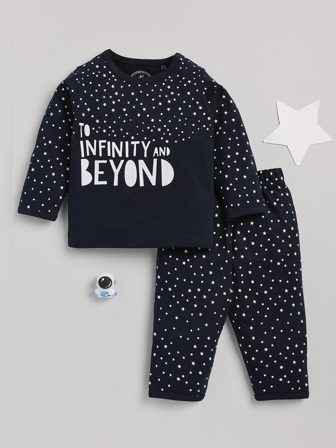 

Clt.s Kids Conversational Printed Pure Cotton Night Suit, Blue