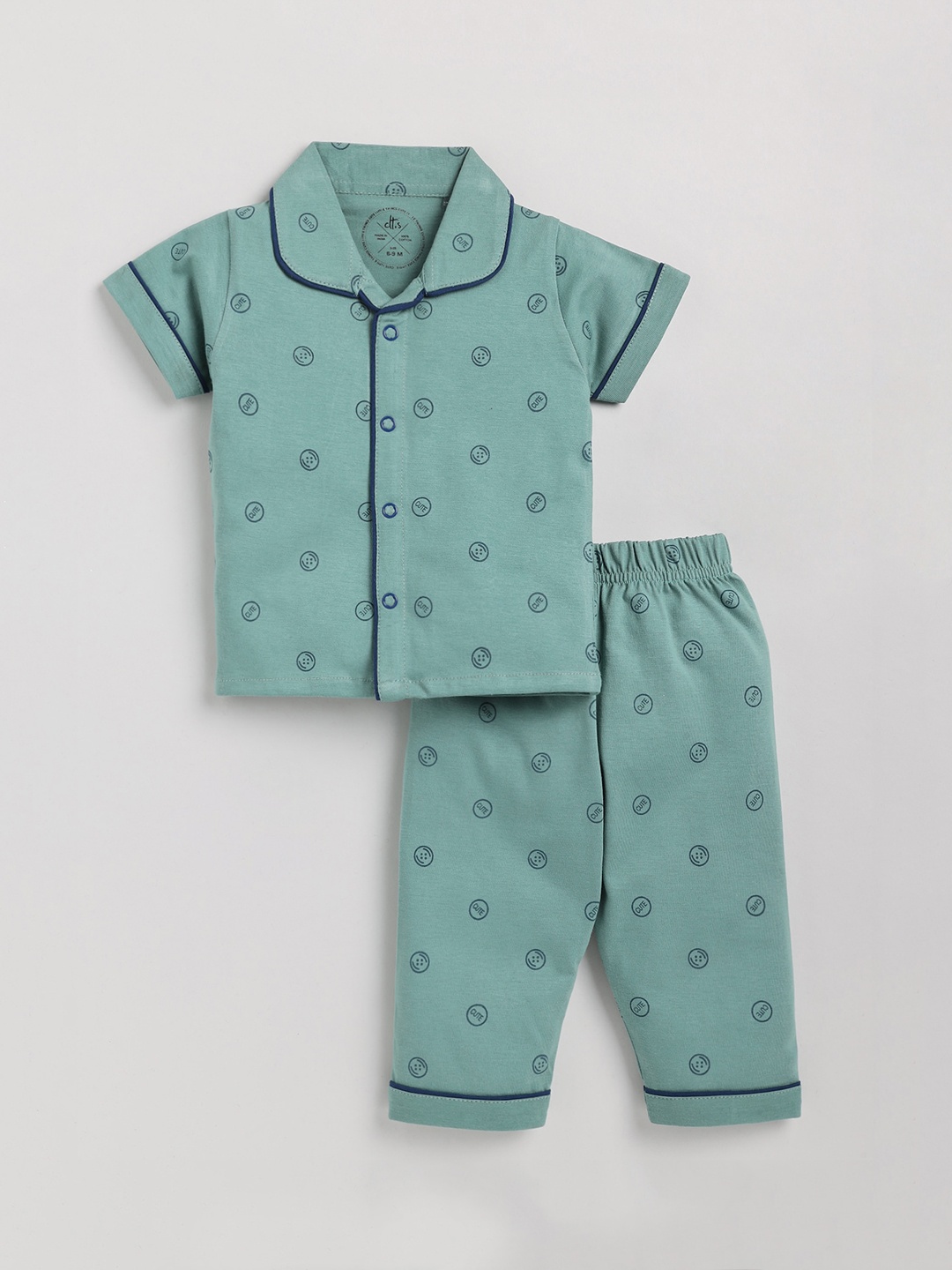 

Clt.s Infants Conversational Printed Pure Cotton Night Suit, Green