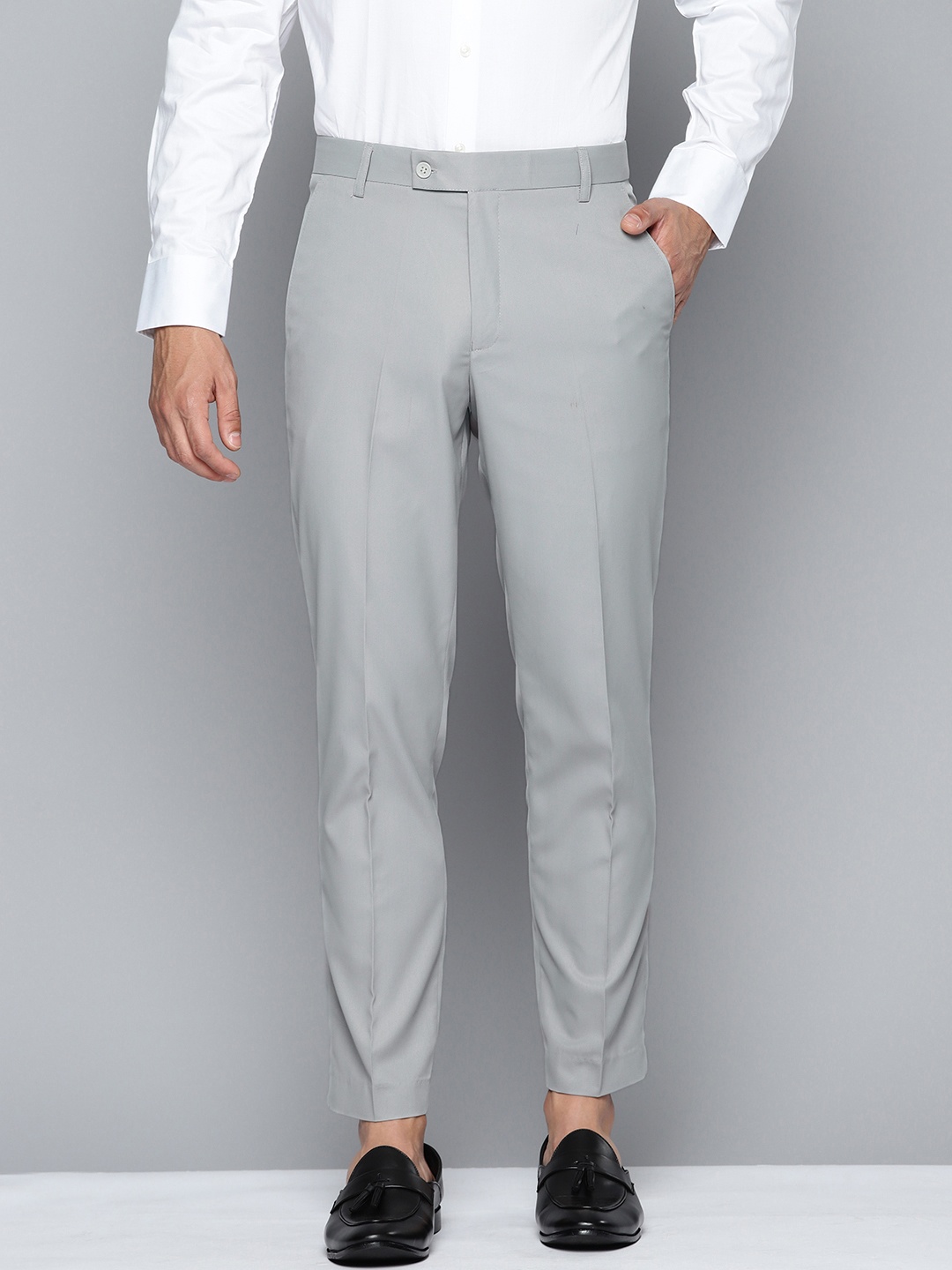 

DENNISON Men Smart Regular Fit Trousers, Grey