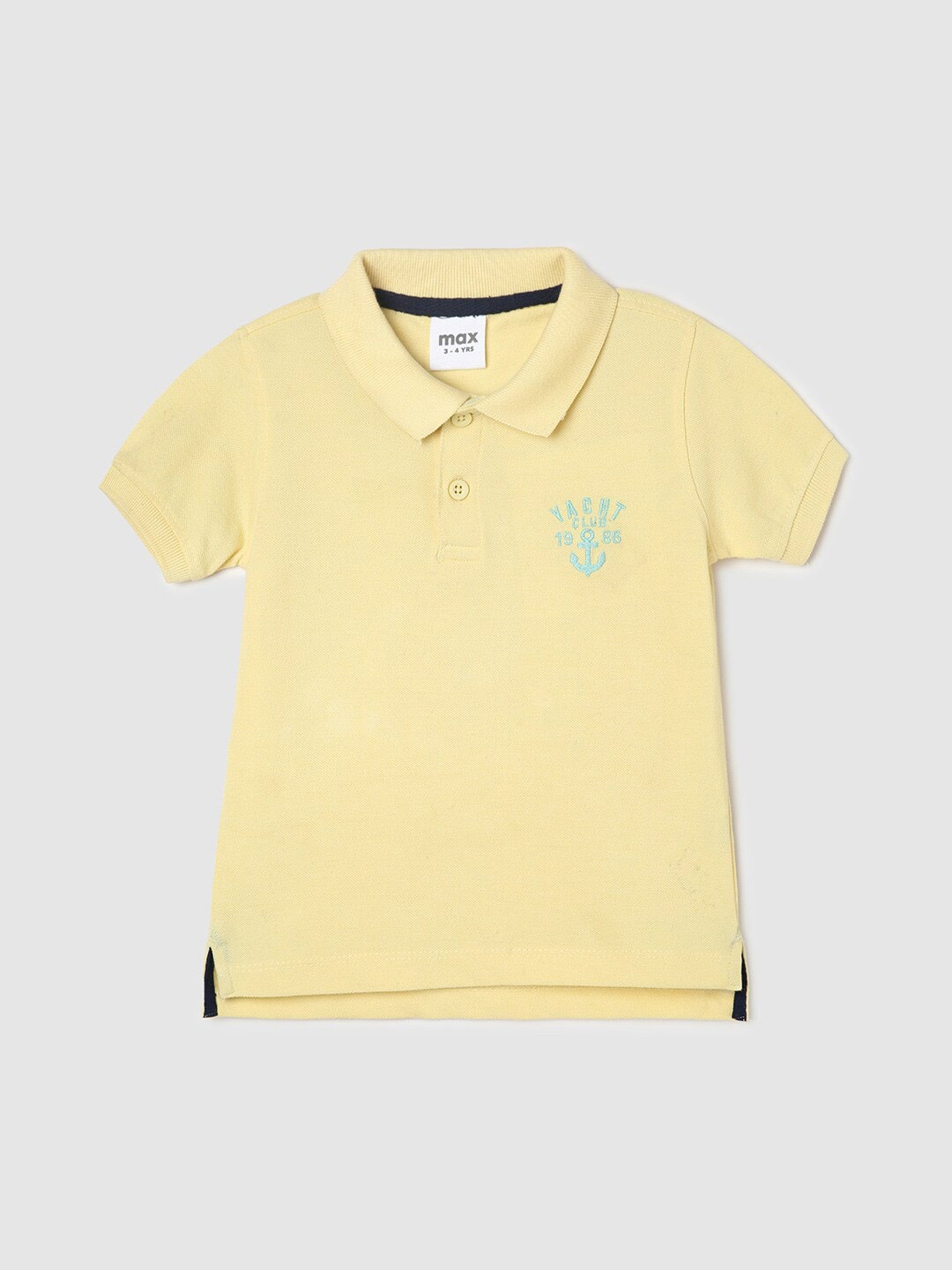 

max Boys Polo Collar Pure Cotton T-shirt, Yellow