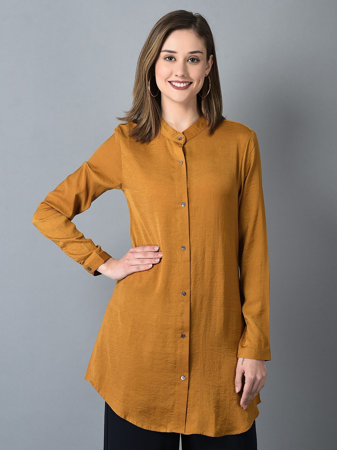 

CANOE Mandarin Collar Tunic, Mustard