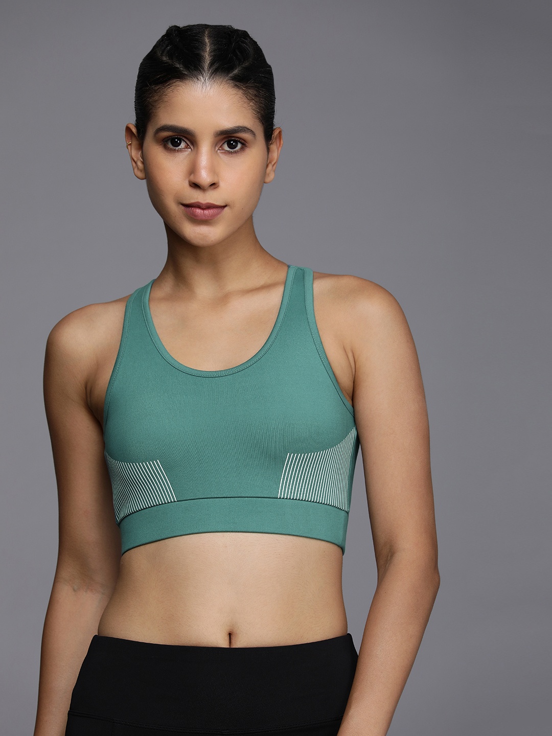 

HRX by Hrithik Roshan Full Coverage Lightly Padded Rapid-Dry Yoga Bra, Green
