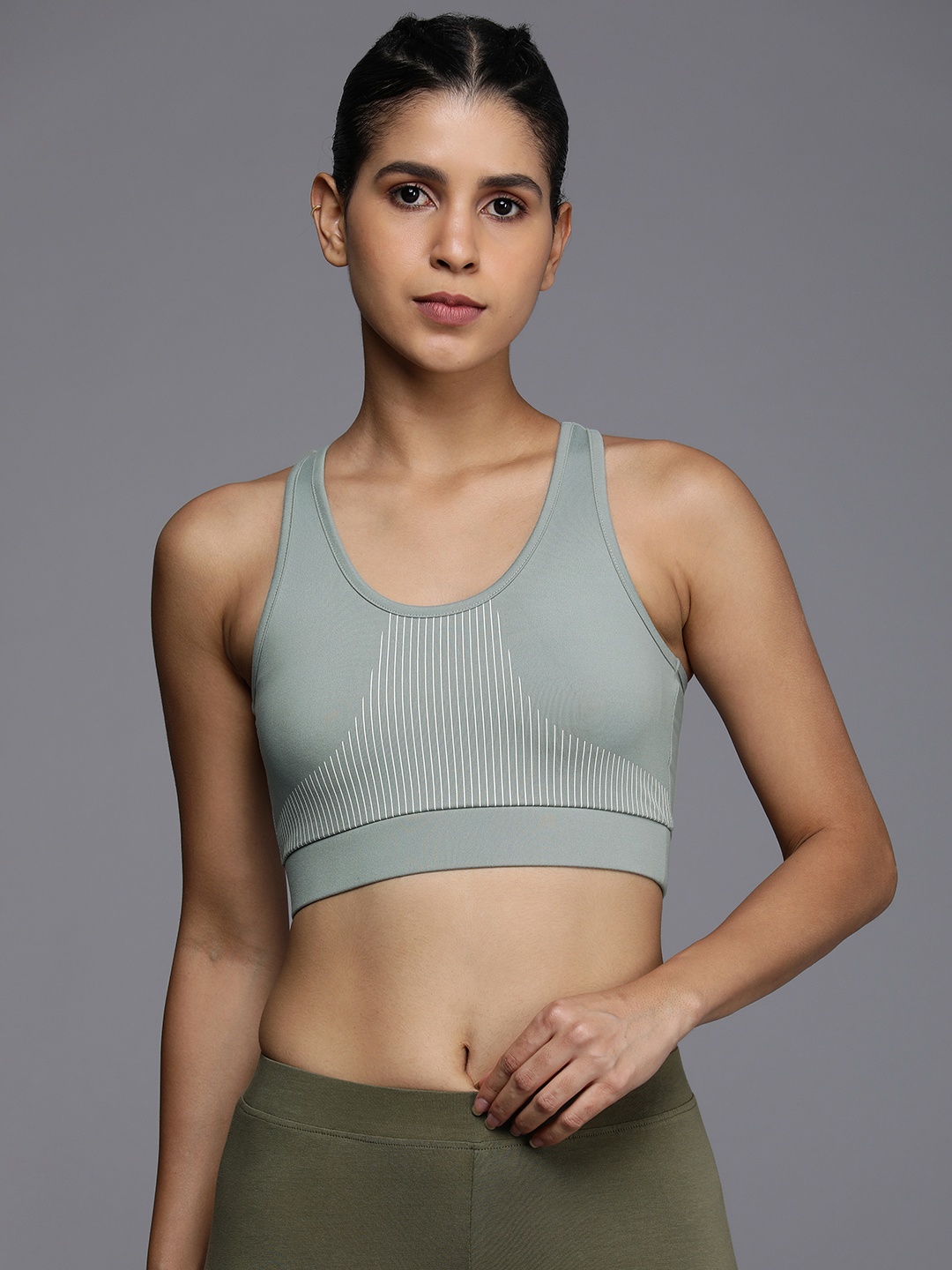 

HRX by Hrithik Roshan Full Coverage Lightly Padded Rapid-Dry Yoga Bra, Green