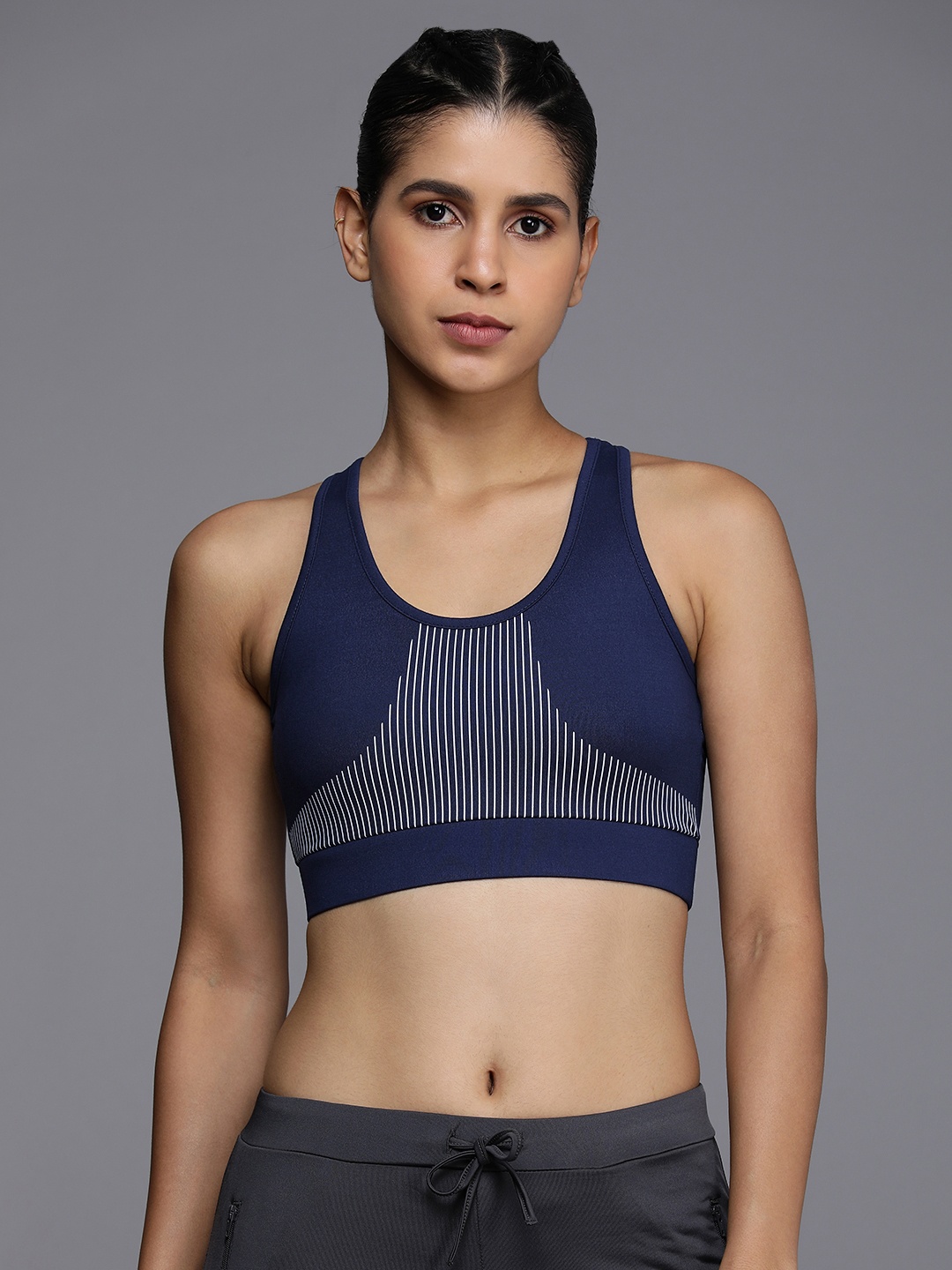 

HRX by Hrithik Roshan Full Coverage Rapid Dry Yoga Bra HRX_SS23_W_BA_KY5198_B, Navy blue