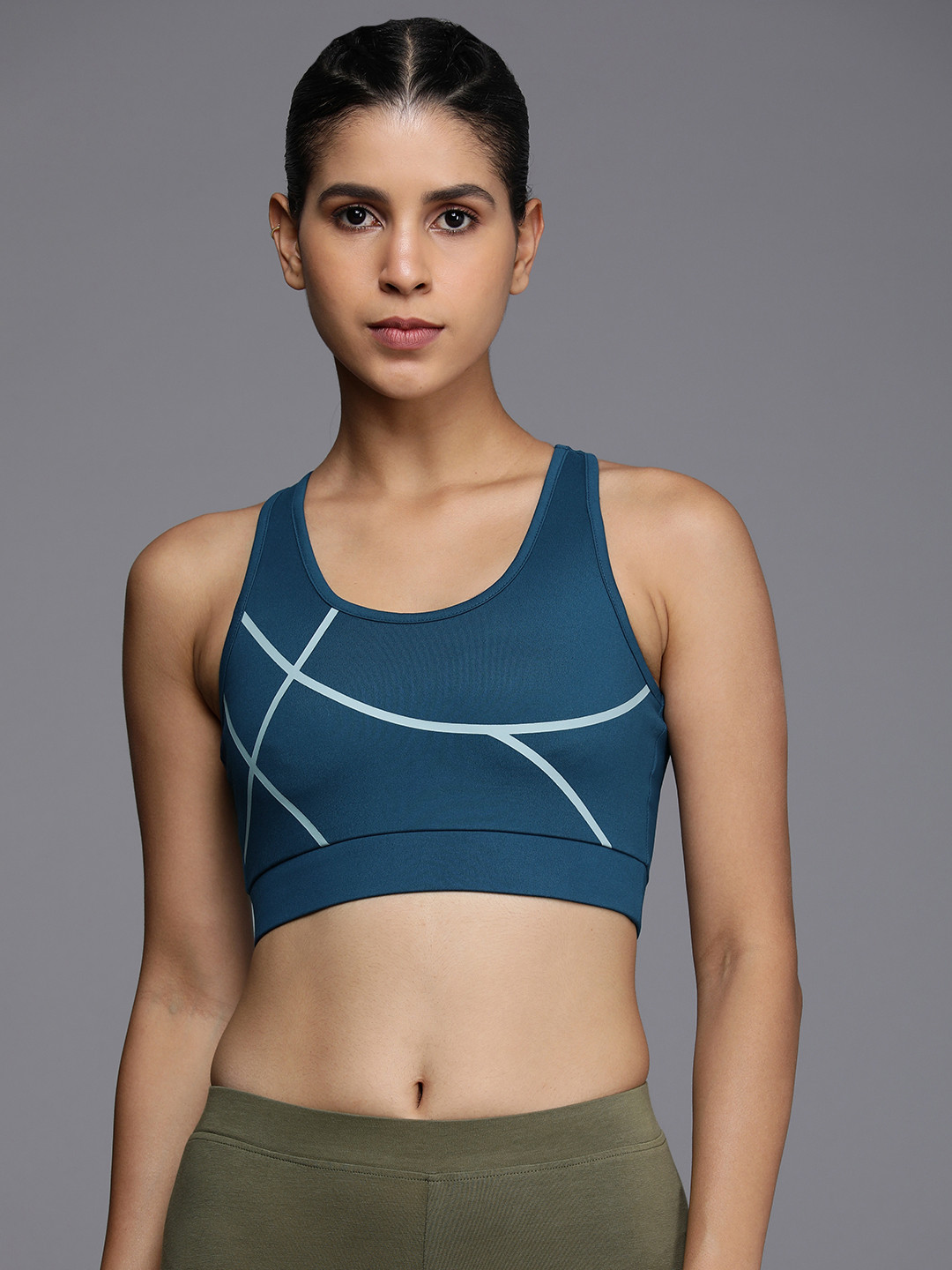 

HRX by Hrithik Roshan Full Coverage Lightly Padded Rapid-Dry Yoga Bra, Teal