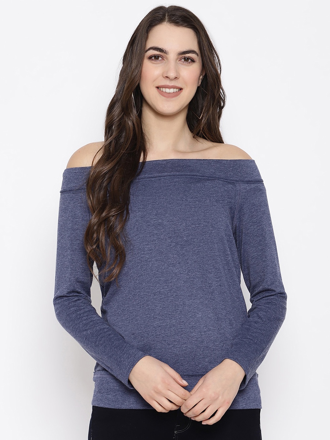 

iki chic Off-Shoulder Bardot Top, Navy blue