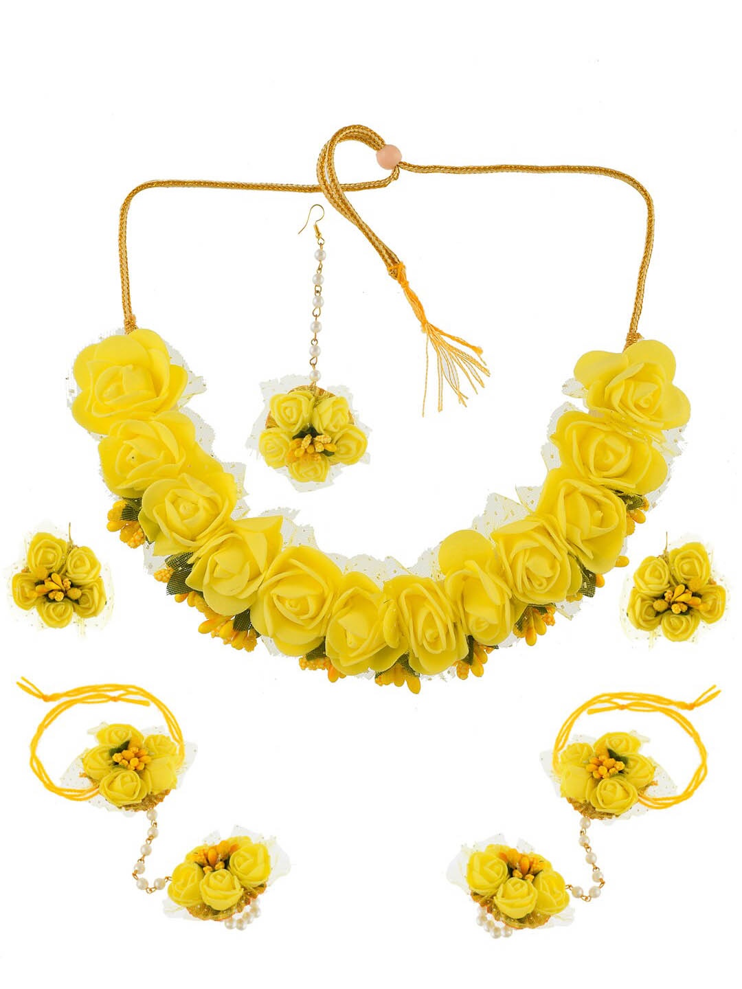 

Silvermerc Designs Floral Haldi & Mehendi Jewellery Set, Yellow