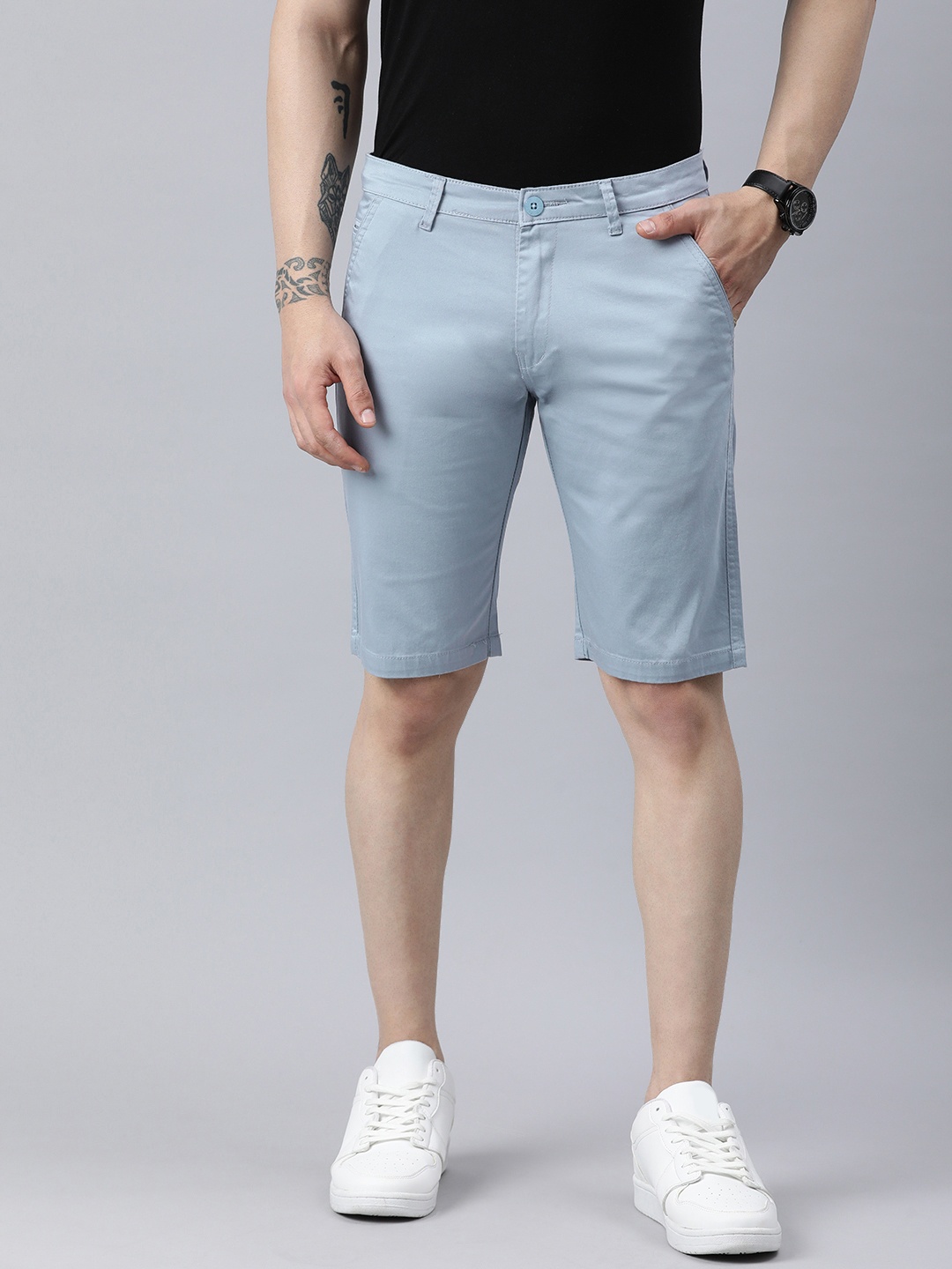

ADBUCKS Men Regular Fit Chino Shorts, Blue