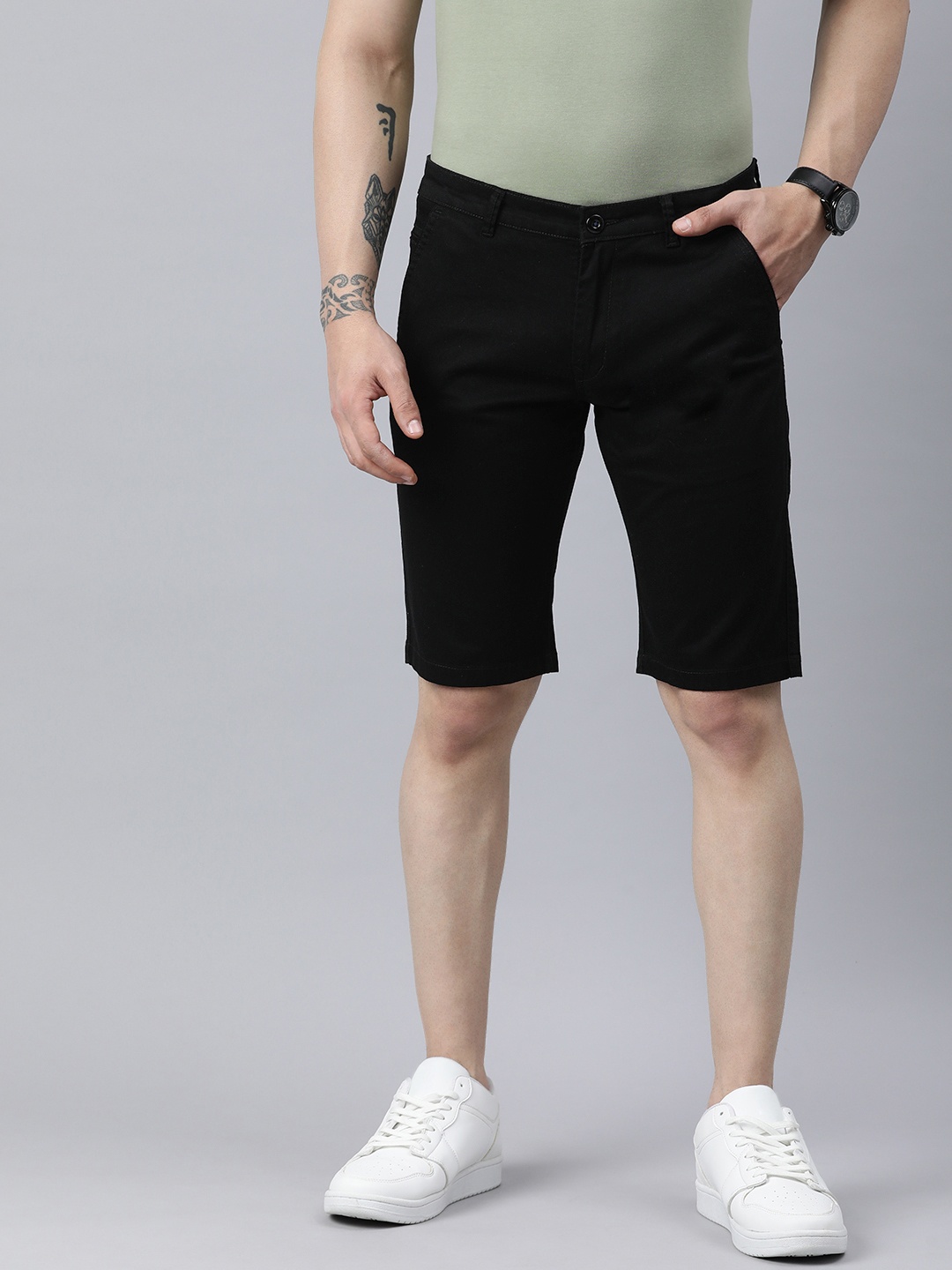 

ADBUCKS Men Regular Fit Chino Shorts, Black