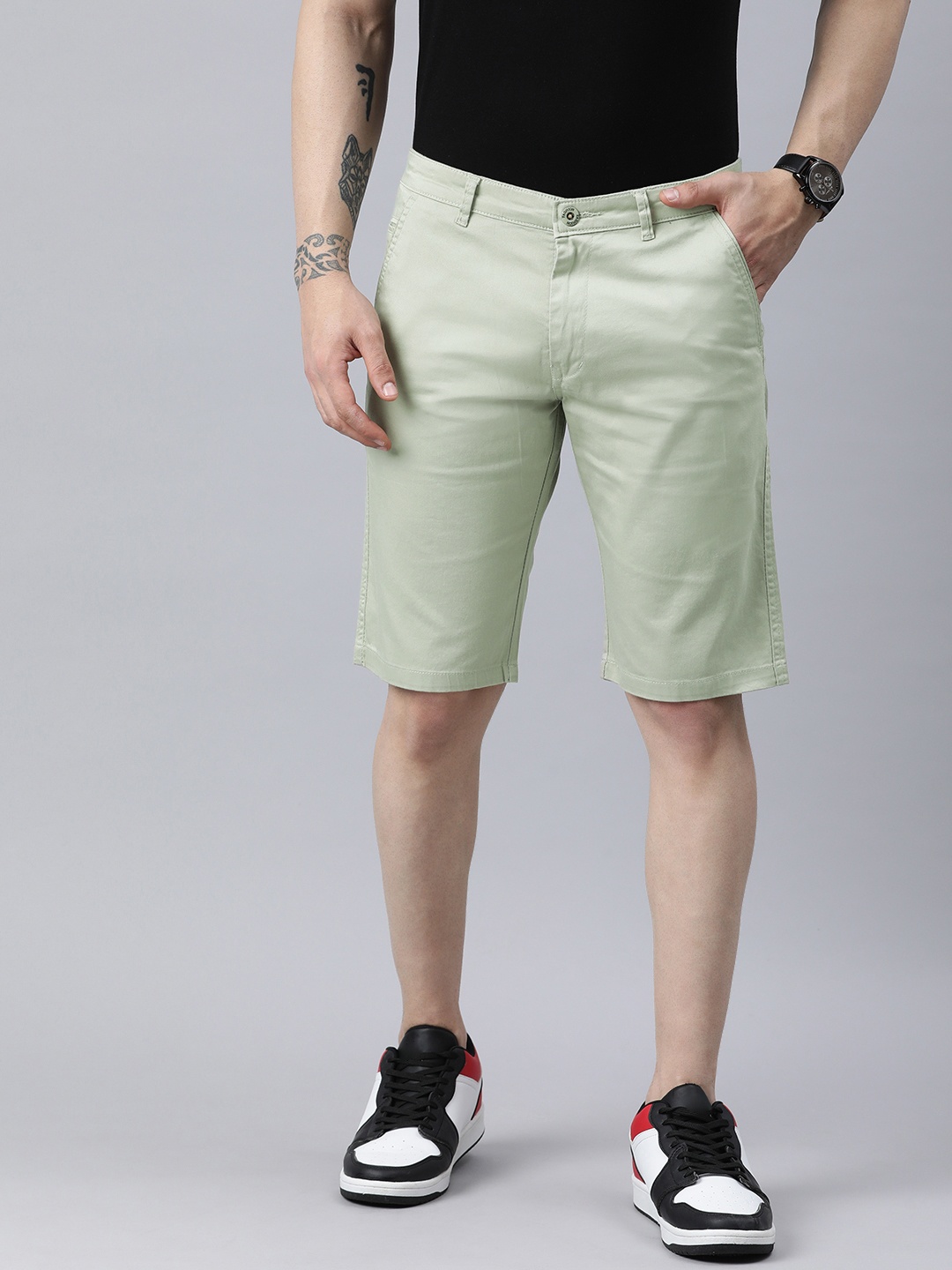 ADBUCKS Men Regular Fit Chino Shorts, Green