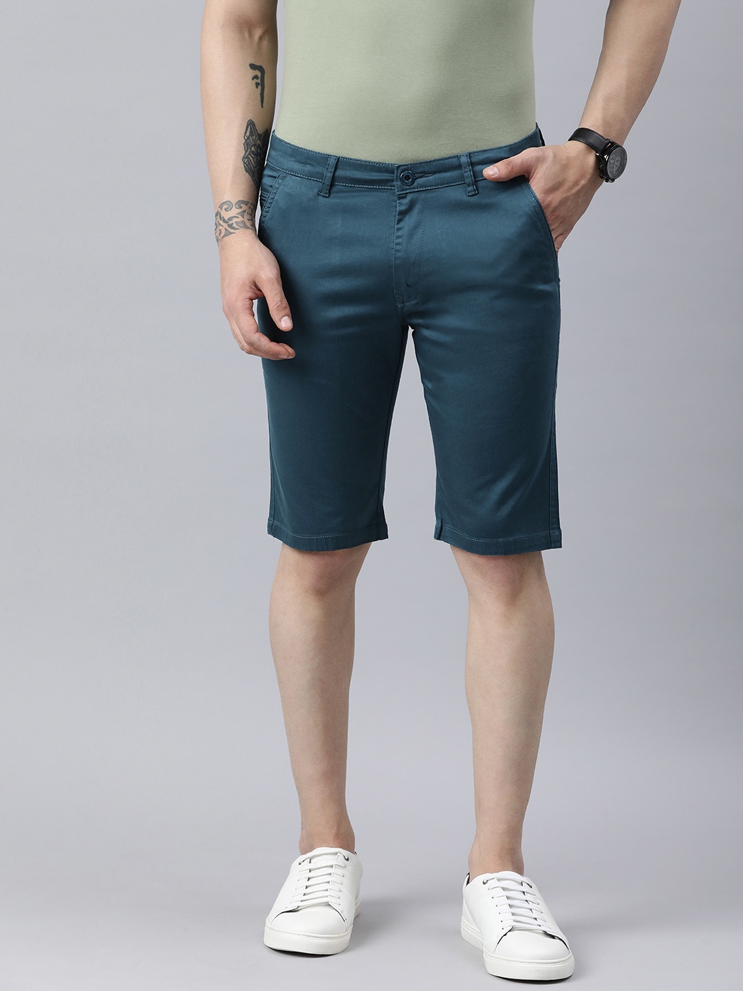 

ADBUCKS Men Regular Fit Chino Shorts, Blue